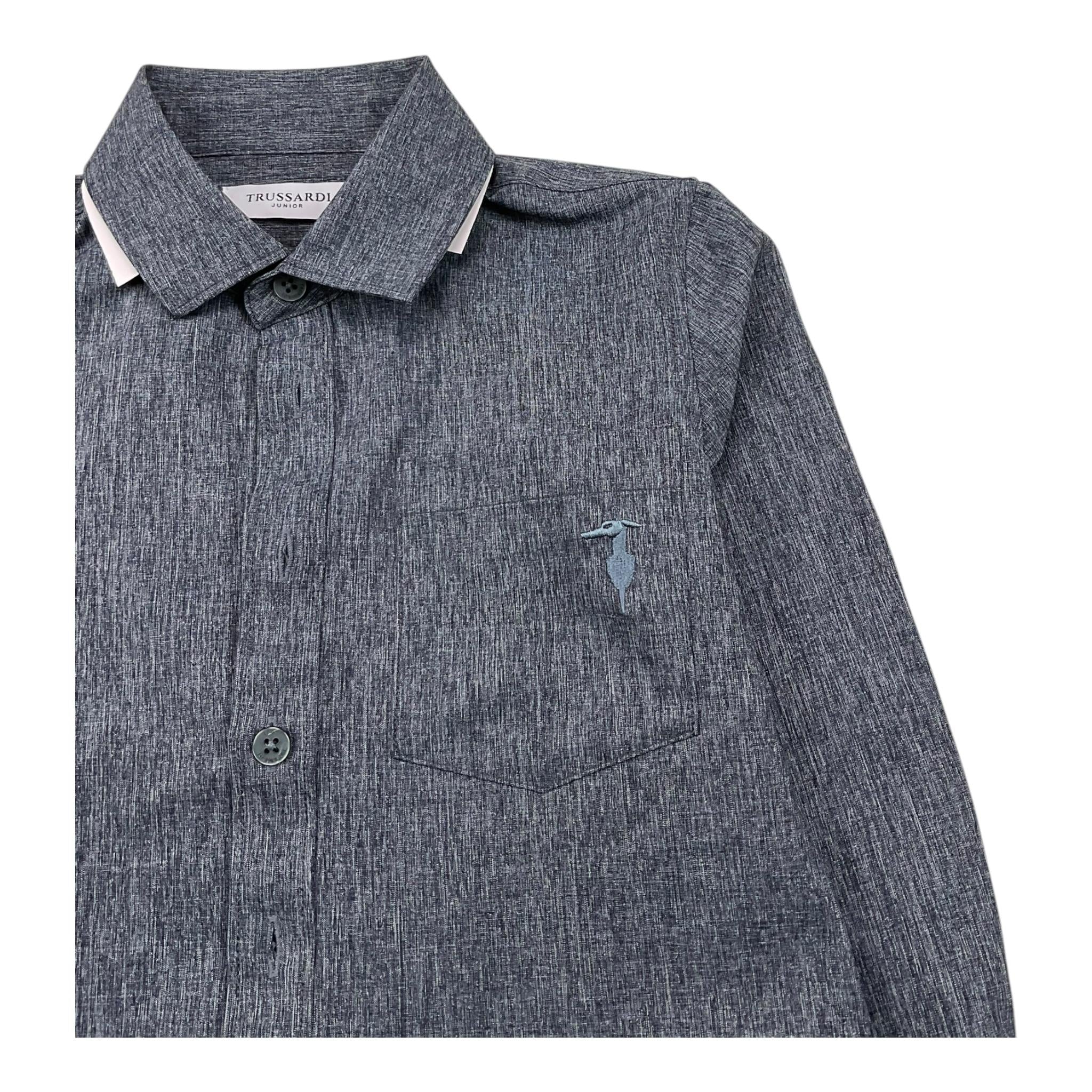 TRUSSARDI camicia manica lunga tinta unita Blu per Bambino TBA25122CA BLU TRUSSARDI