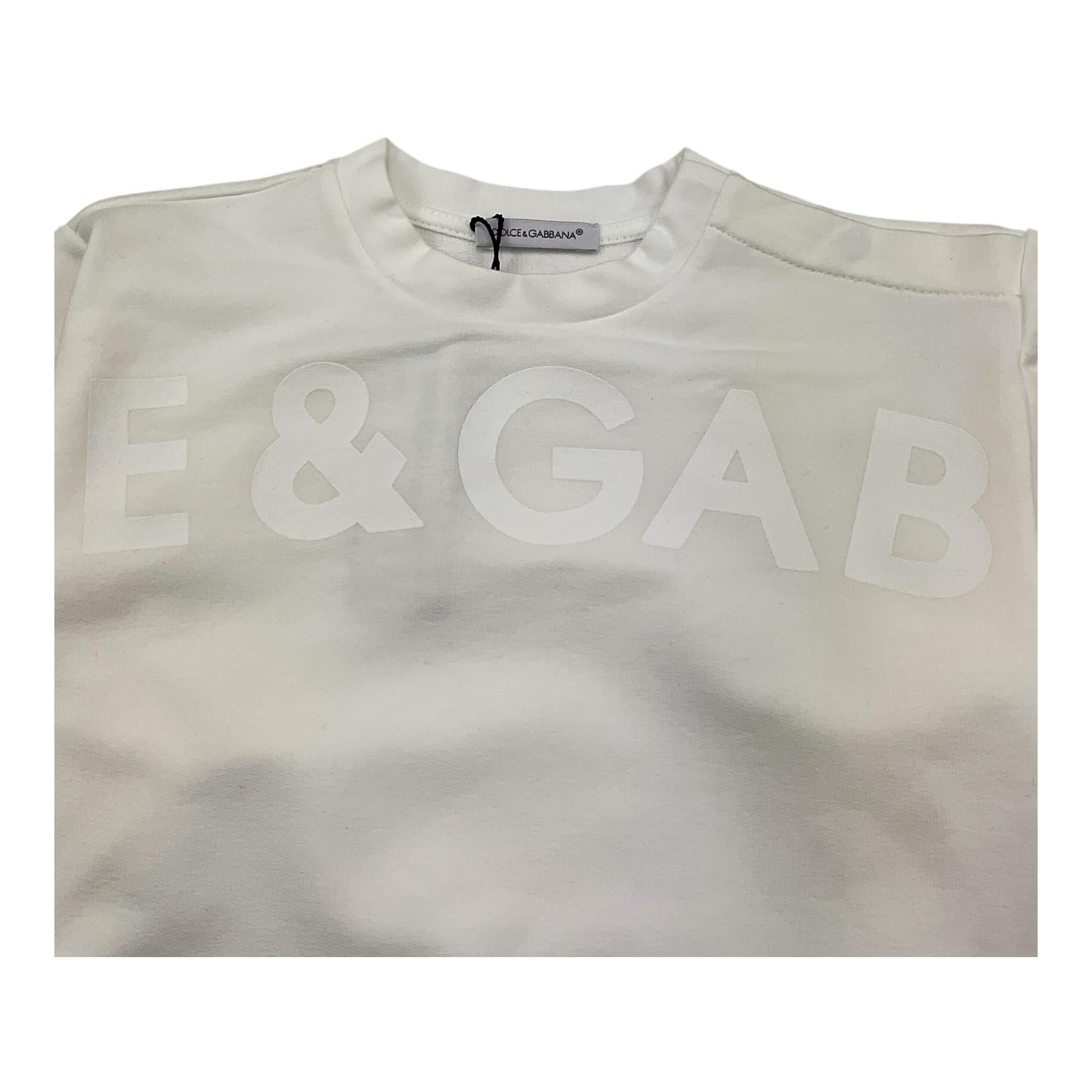 DOLCE & GABBANA felpa chiusa girocollo con logo Panna per Neonata L1JWIX PANNA DOLCE & GABBANA