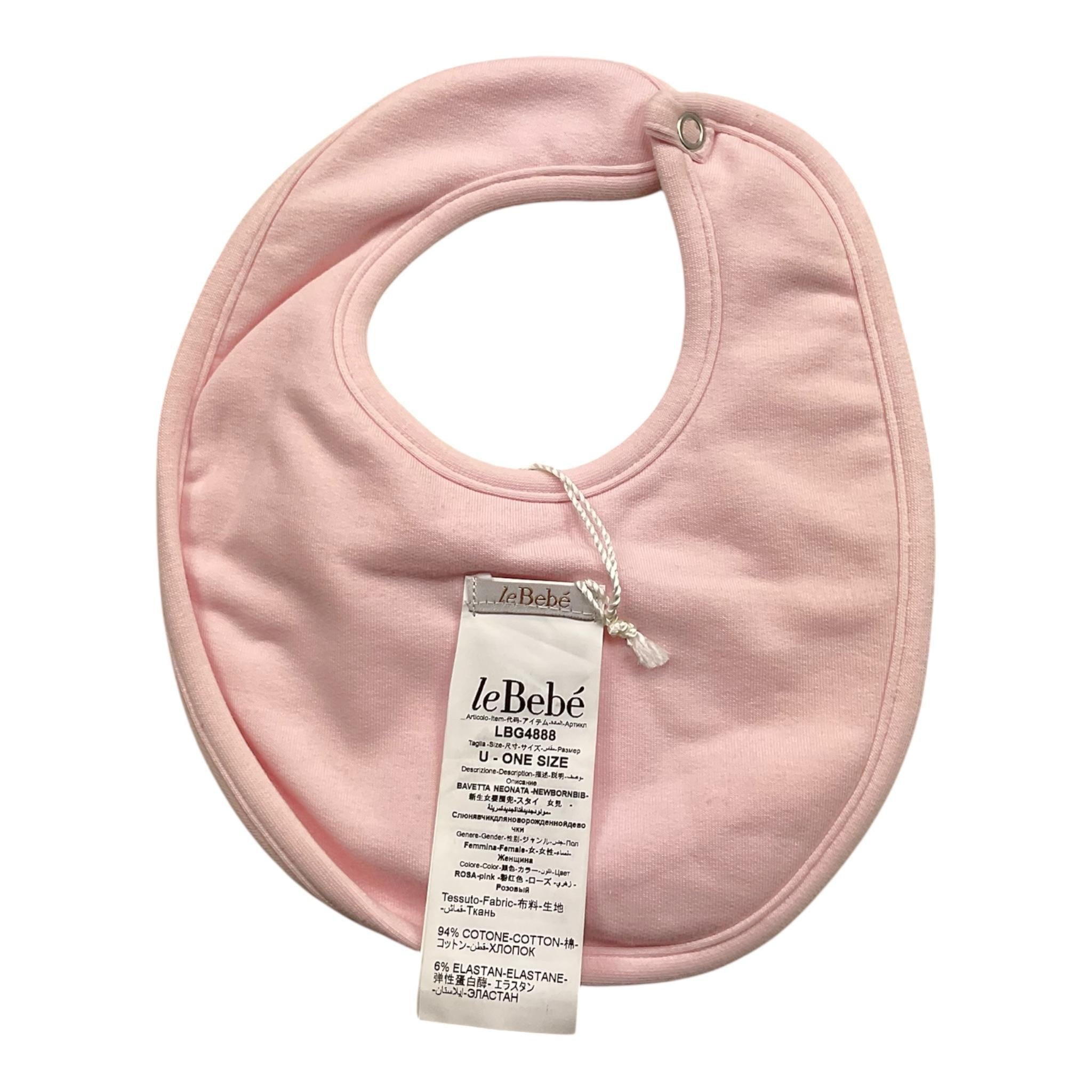 LE BEBE' bavetta tinta unita con stampa Rosa per Neonata LBG4888 ROSA LE BEBE'
