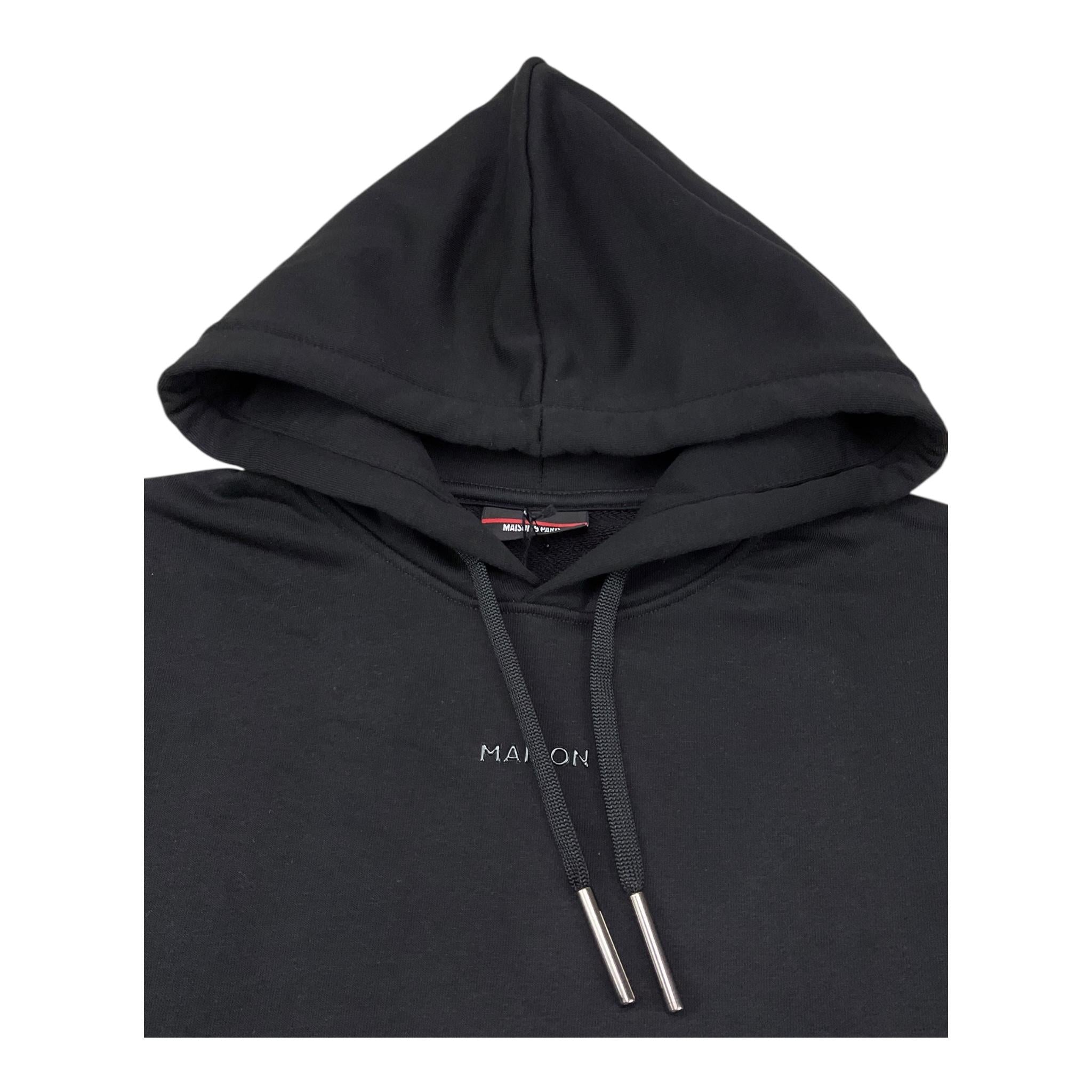 MAISON 9 PARIS felpa chiusa con cappuccio tinta unita con logo Nero per Bambino F70049 NERO MAISON 9 PARIS