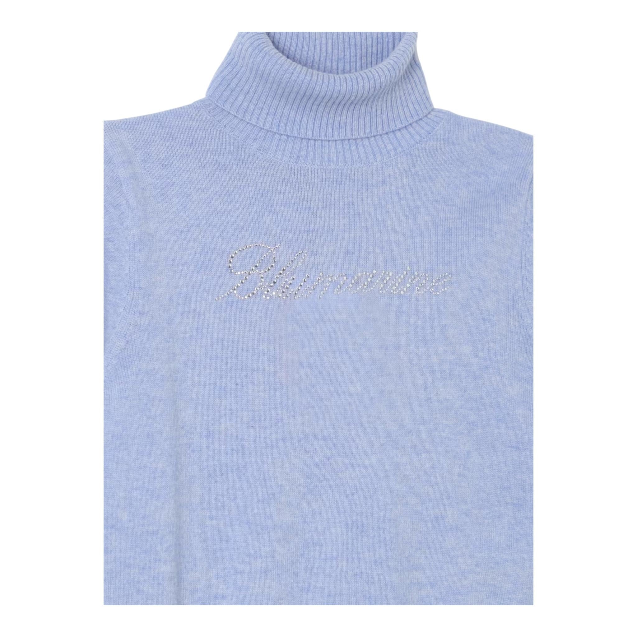 MISS BLUMARINE maglia collo alto tinta unita con brillantini Azzurro per Bambina IF4135 AZZURRO MISS BLUMARINE