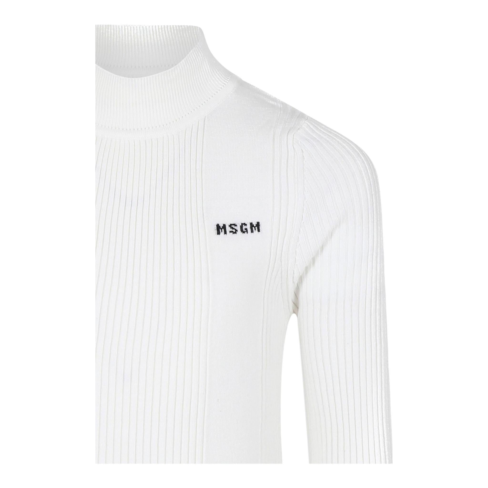 MSGM maglia girocollo tinta unita con profili in contrasto Panna per Bambina F4MSJGTN029 PANNA MSGM