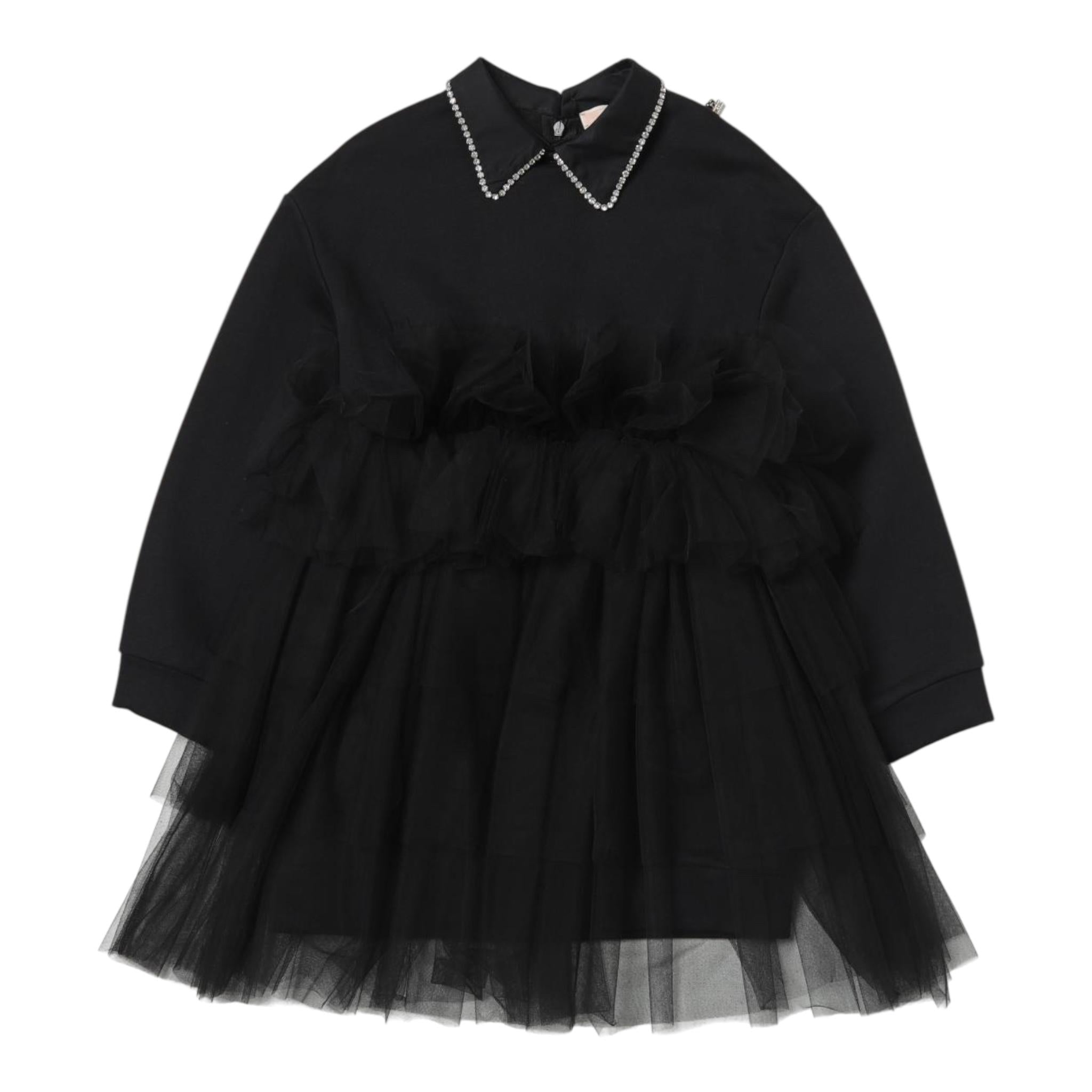 ELISABETTA FRANCHI abito manica lunga tinta unita cn gonna tulle Nero per Bambina EFAB499 NERO ELISABETTA FRANCHI