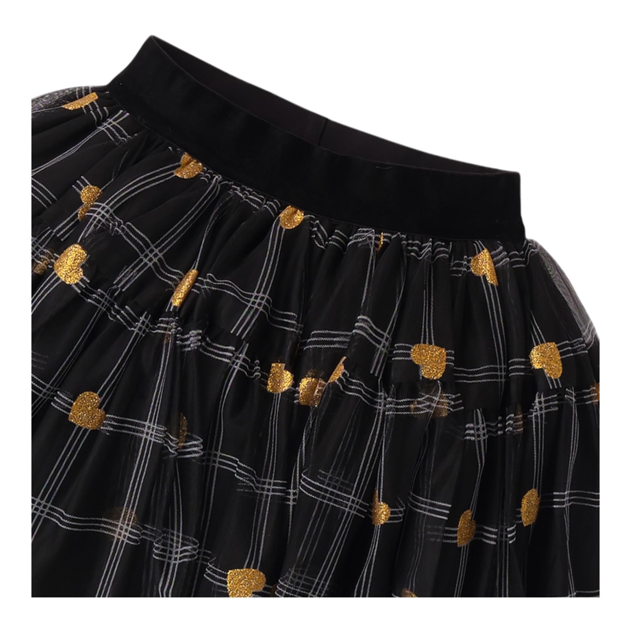 SARABANDA gonna tinta unita con fantasia e tulle Nero per Neonata A261 NERO SARABANDA