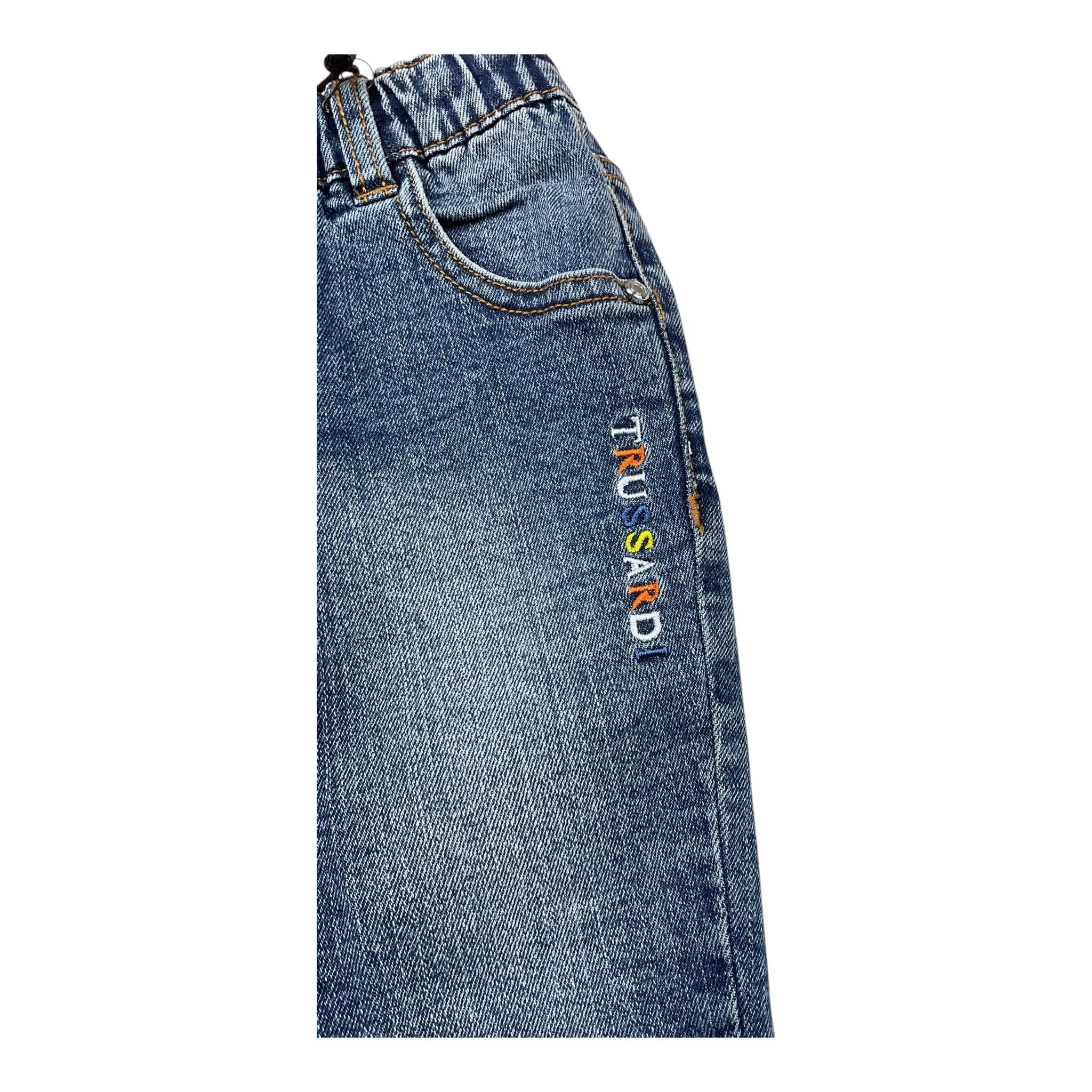 TRUSSARDI jeans tinta unita con elastico in vita Blu per Bambino TIA24143PA BLU TRUSSARDI