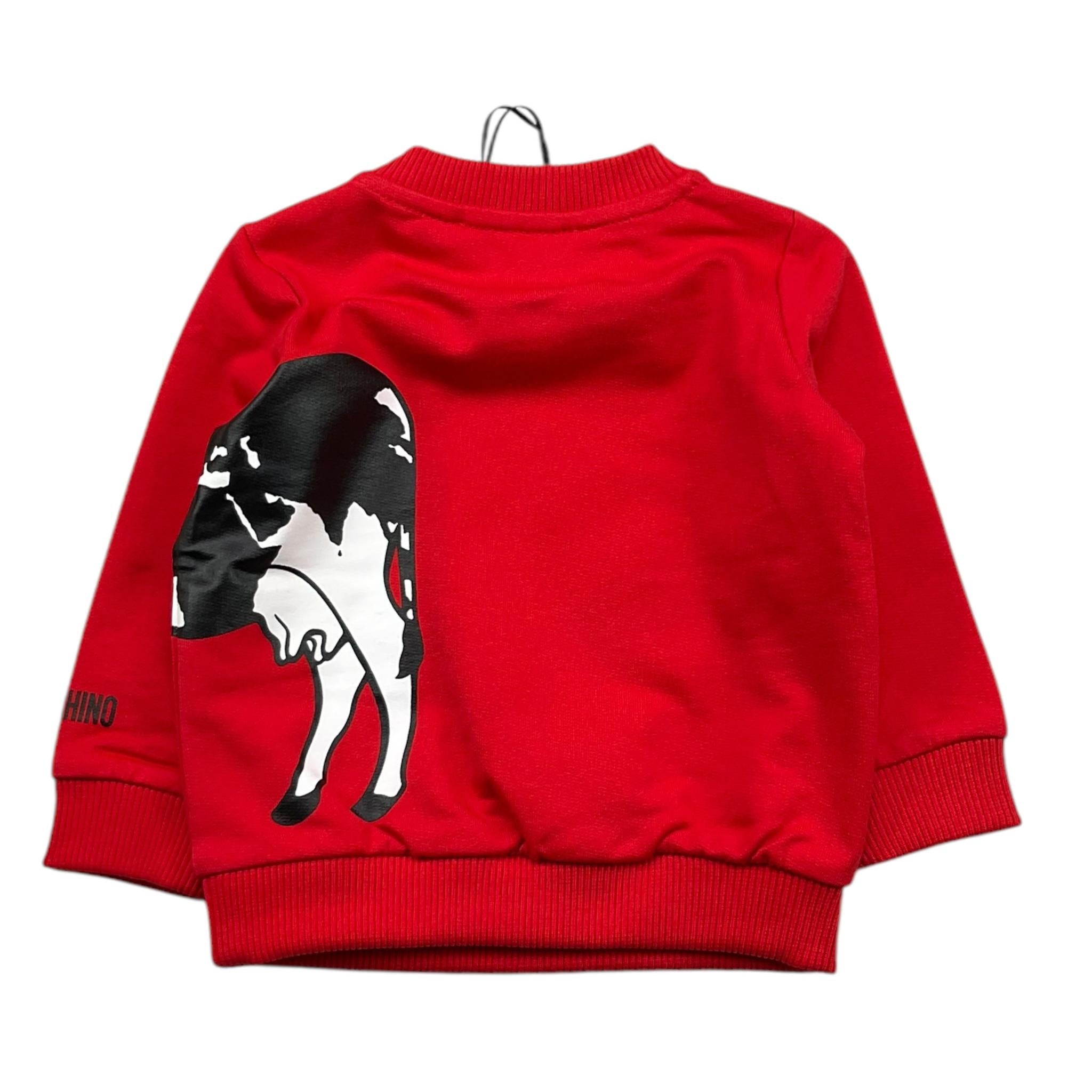 MOSCHINO felpa girocollo tinta unita con stampa Rosso per Neonato MSF060 ROSSO MOSCHINO