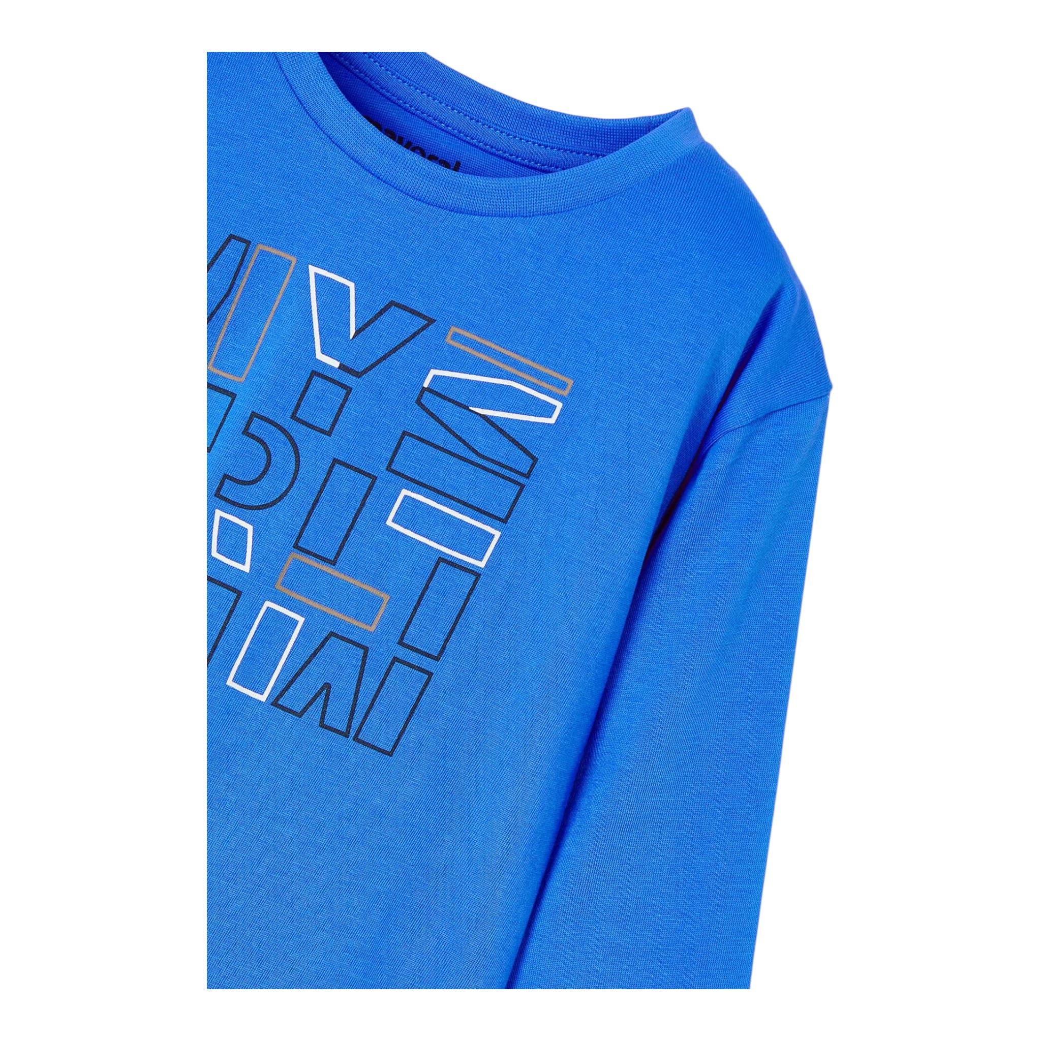 MAYORAL shirt girocollo tinta unita con stampa Blu per Bambino 173X BLU MAYORAL