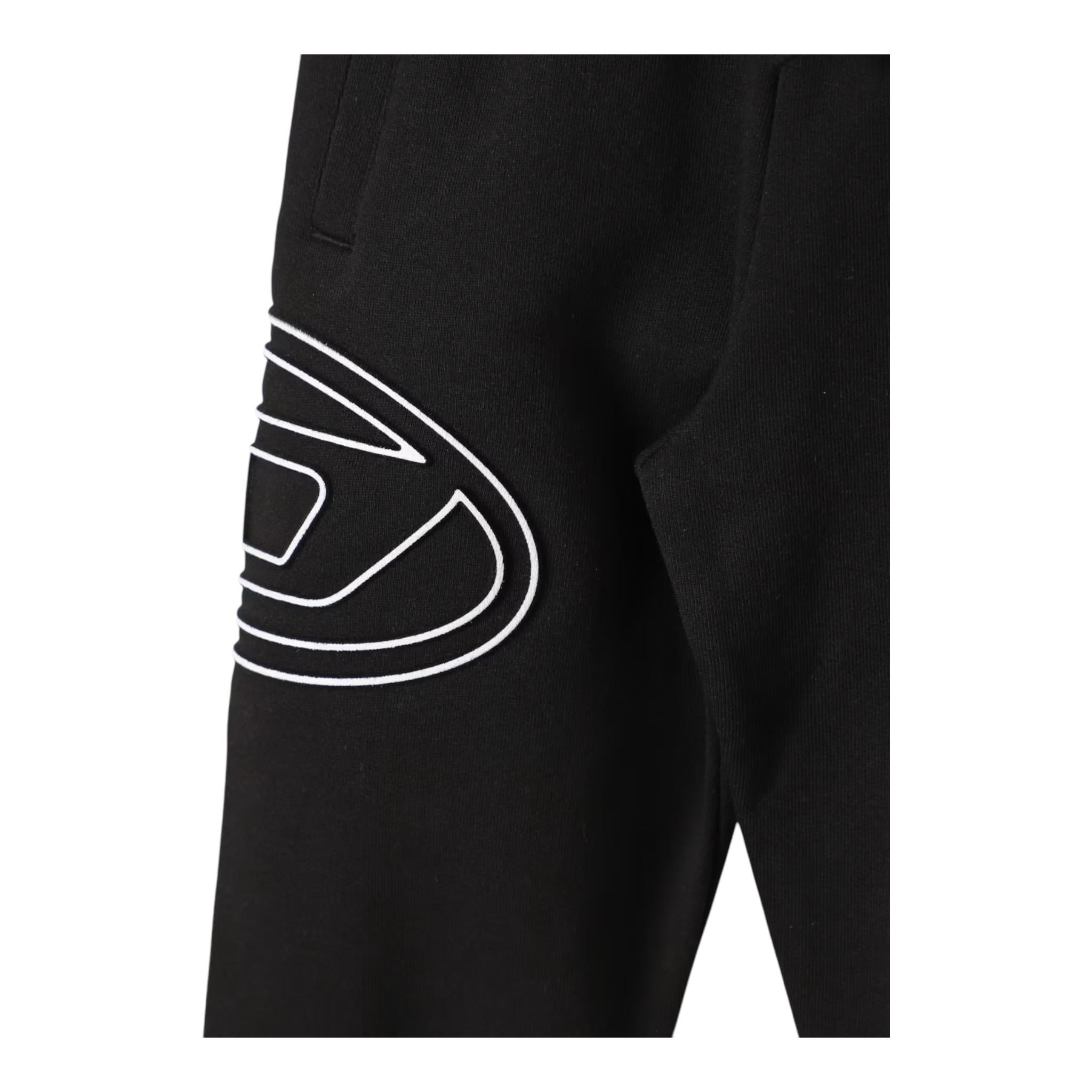 DIESEL pantalone tuta tinta unita con stampa logo Nero per Bambino J01785 NERO DIESEL