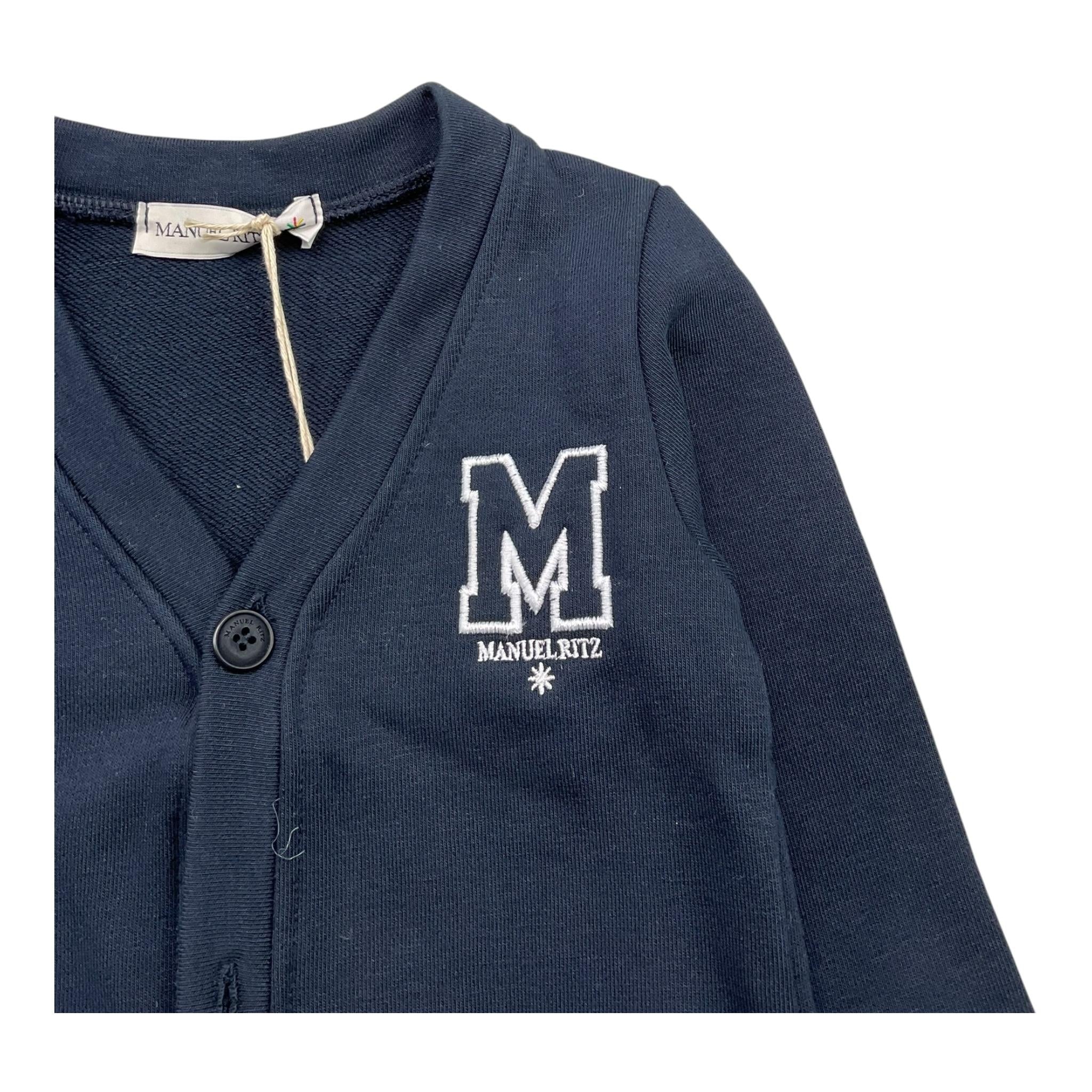 MANUEL RITZ cardigan tinta unita con logo Blu per Neonato ME2824 BLU MANUEL RITZ