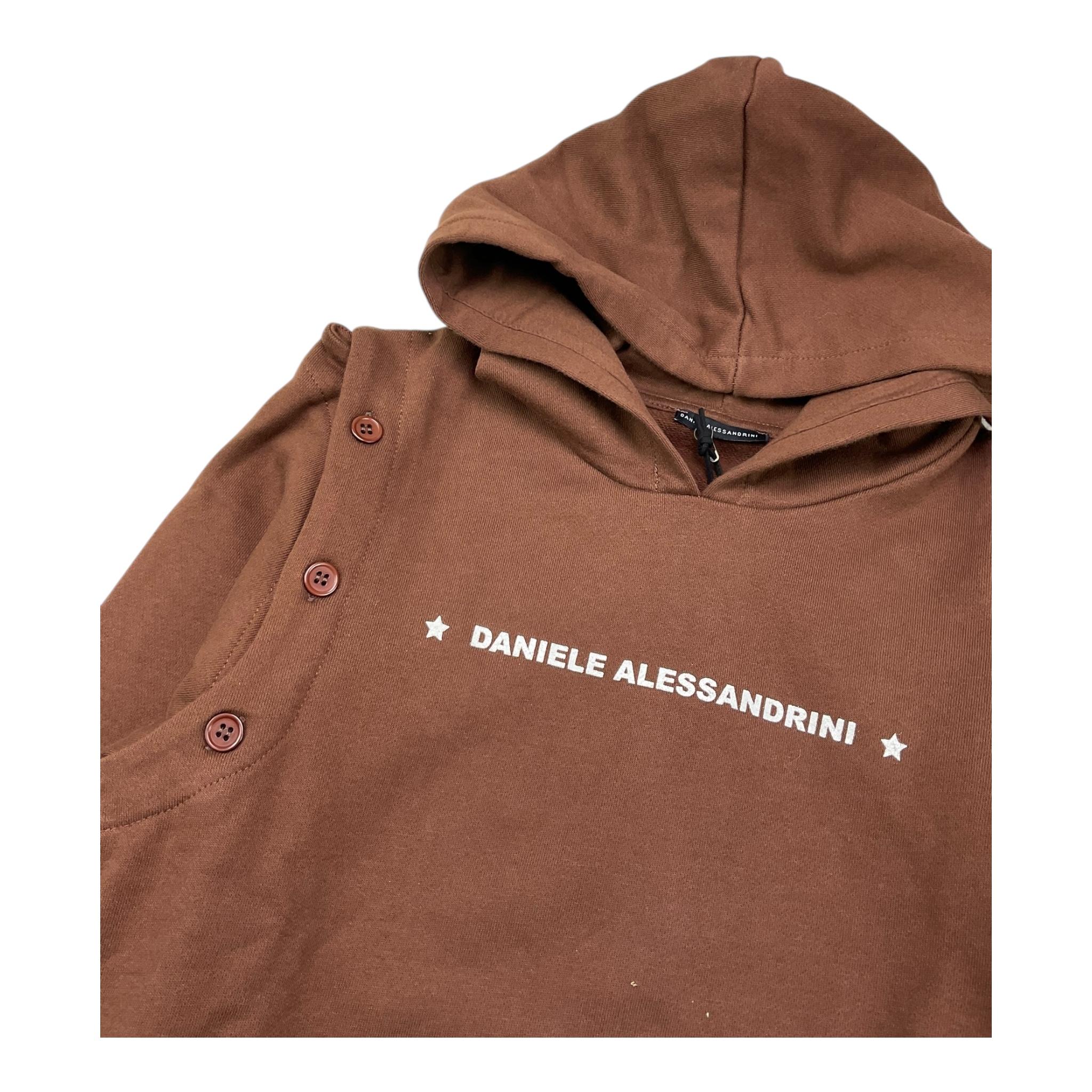 DANIELE ALESSANDRINI felpa tinta unita con cappuccio e stampa Marrone per Bambino 1231F00034XX MARRONE DANIELE ALESSANDRINI