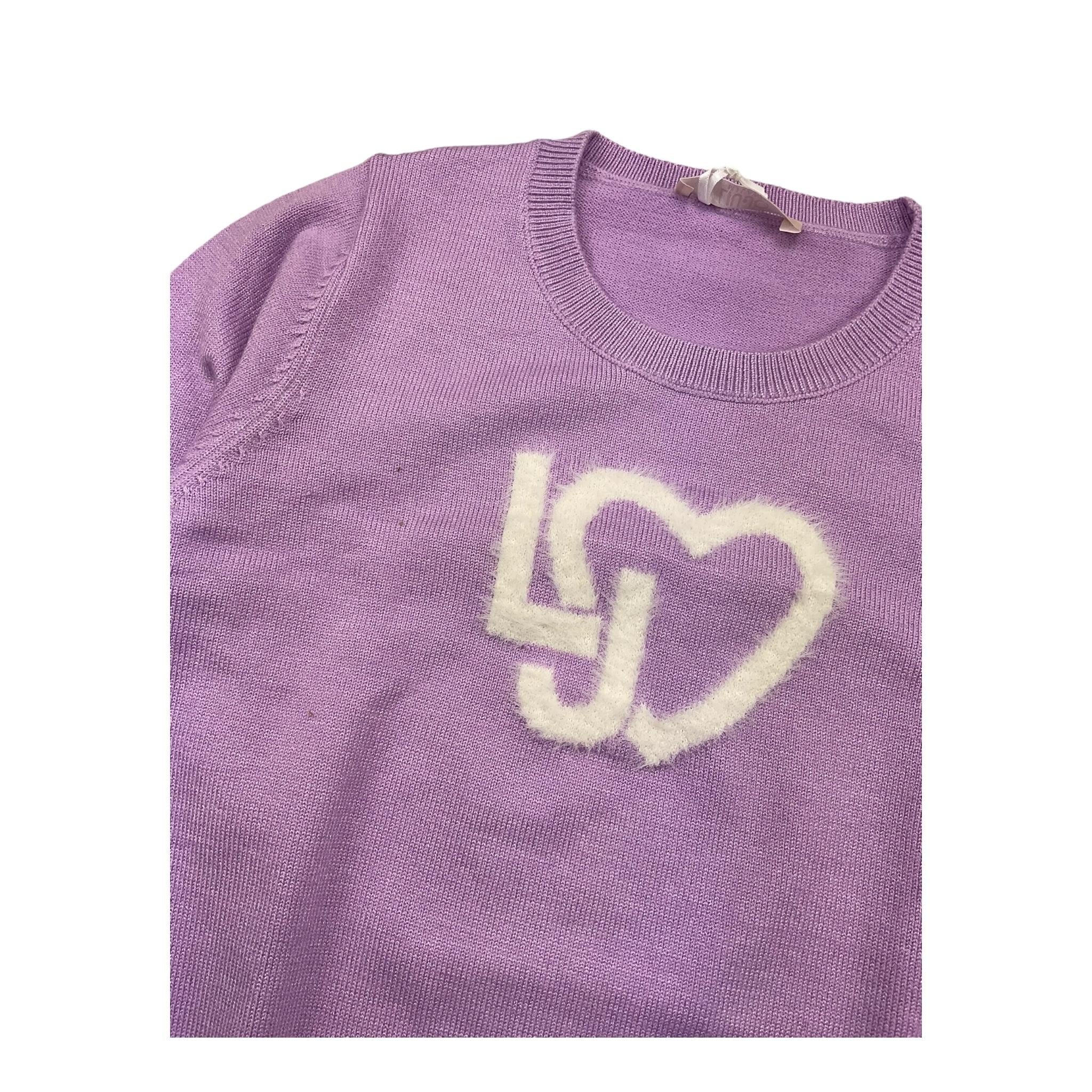 LIU JO maglia girocollo tinta unita con stampa logo Lilla per Bambina KF4039 LILLA LIU JO