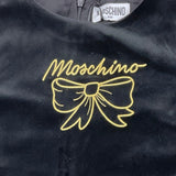 MOSCHINO abito tinta unita in velluto con stampa Nero per Bambina HDV0GX NERO MOSCHINO