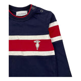 TRUSSARDI shirt girocollo tinta unita con righe in contrasto Blu per Neonato TIA25032TS BLU TRUSSARDI