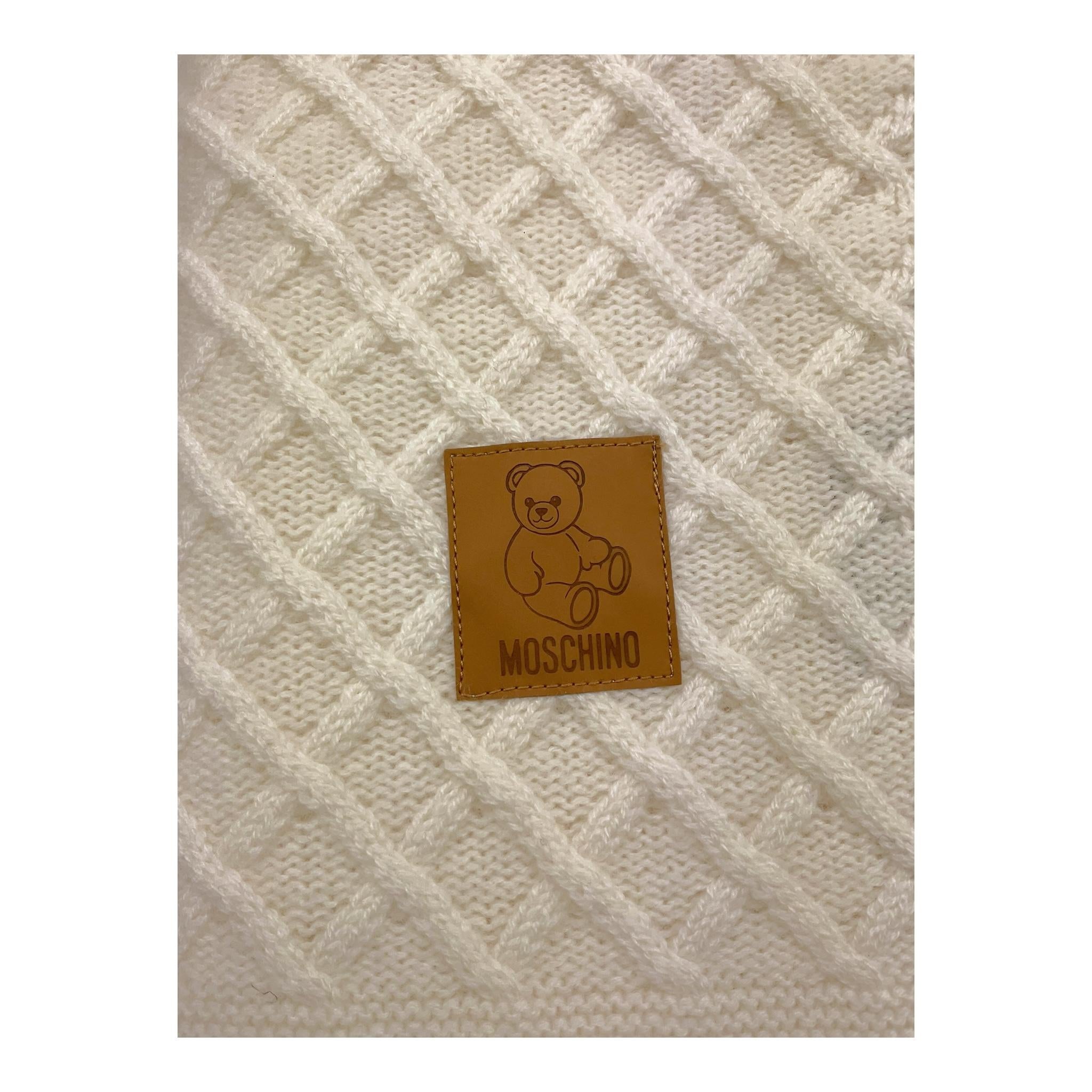 MOSCHINO coperta tinta unita con logo Panna per Neonato MUB00K PANNA MOSCHINO