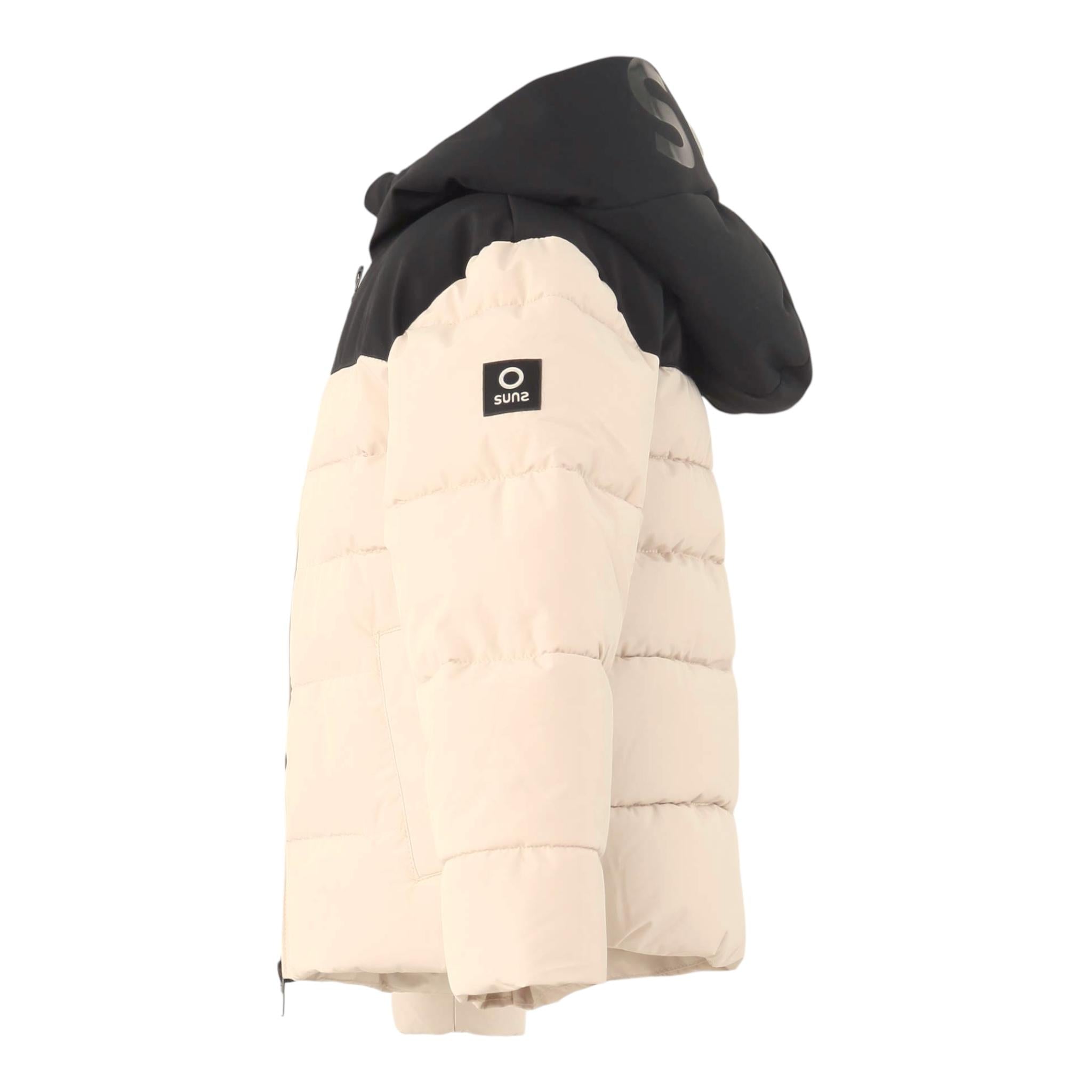 SUNS giubbino bicolore con zip e cappuccio Nero/beige per Bambino GBS5305U NERO/BEIGE SUNS