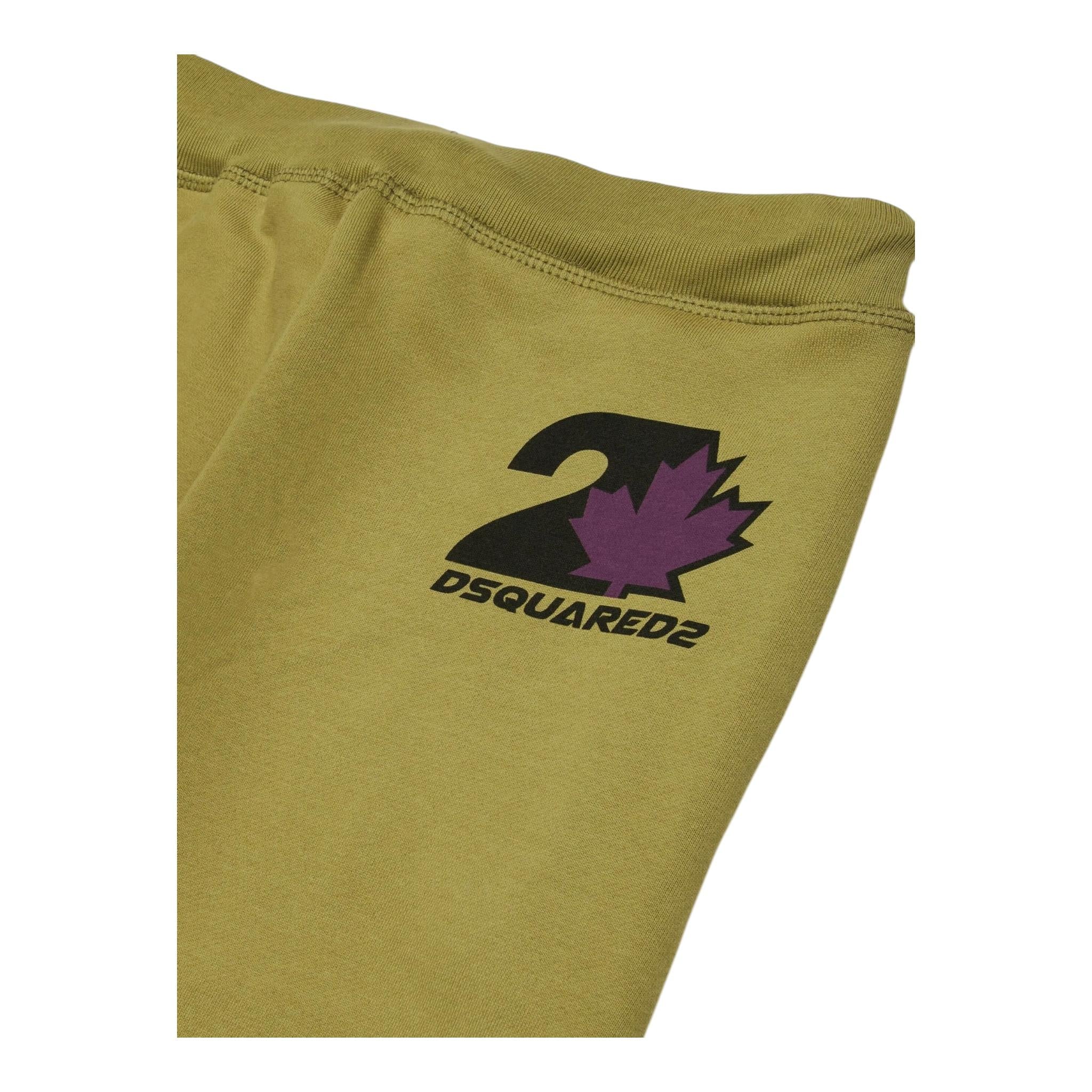 DSQUARED2 pantalone tinta unita cn stampa logo Verde per Bambino DQ2473 VERDE DSQUARED2