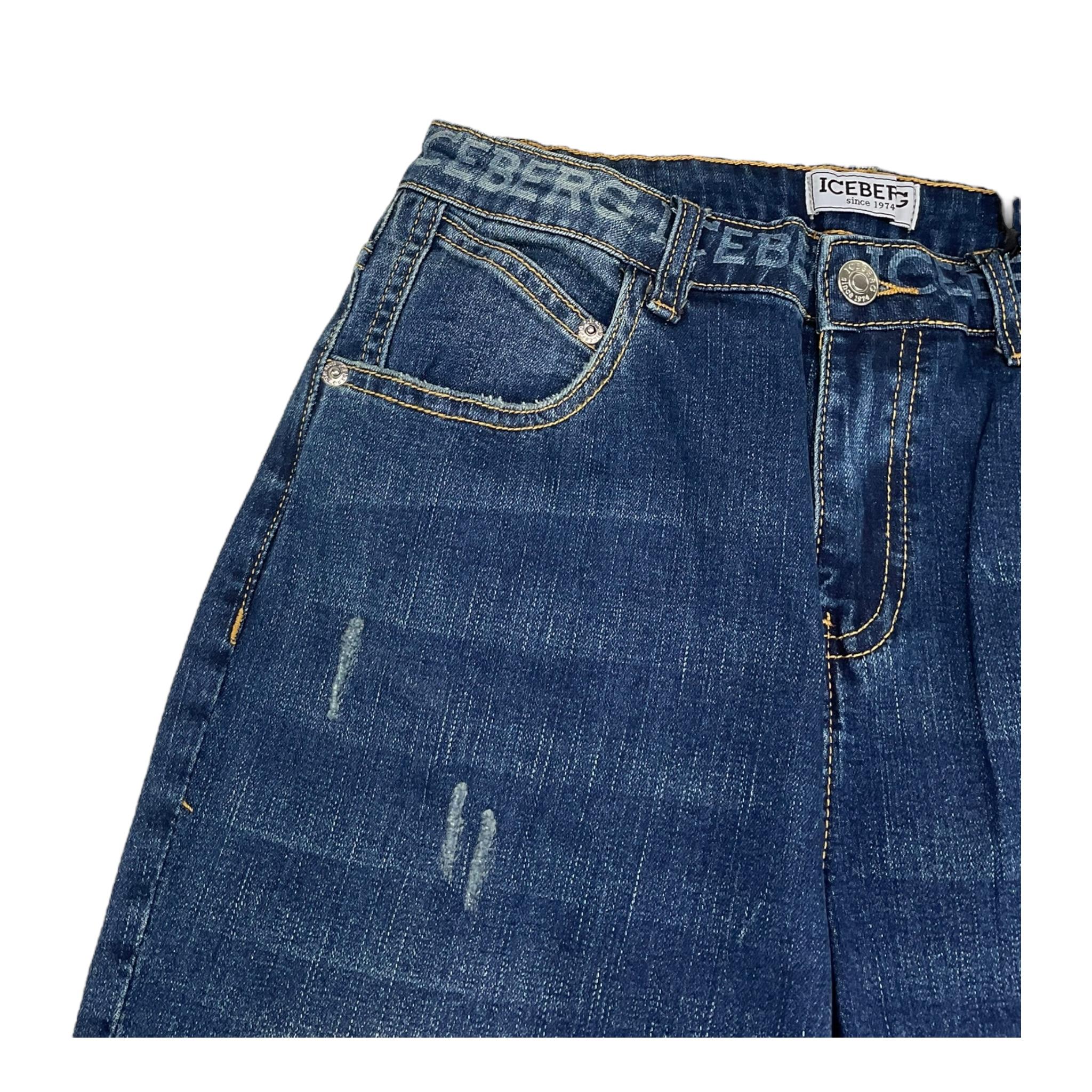 ICEBERG jeans tinta unita con girovita regolabile Blu per Bambino PTICE5306J BLU ICEBERG