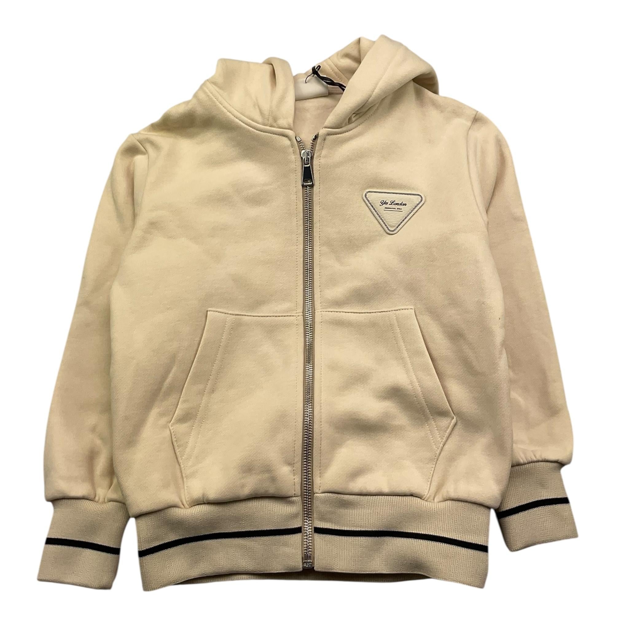 YES LONDON felpa con zip e cappuccio tinta unita cn logo Panna per Bambino JR5062F PANNA YES LONDON