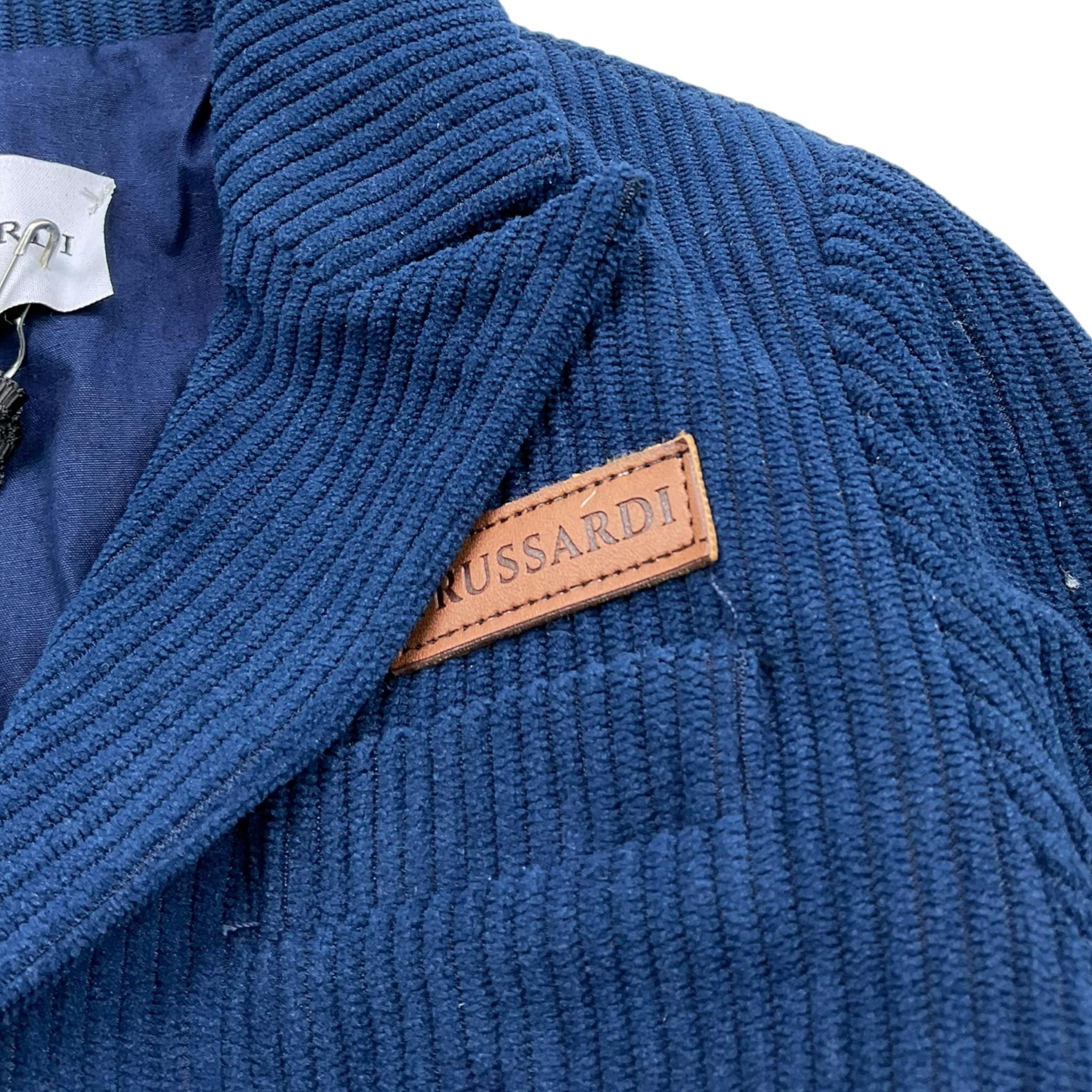 TRUSSARDI giacca tinta unita a costine Blu per Bambino TIA24072GCJ BLU TRUSSARDI