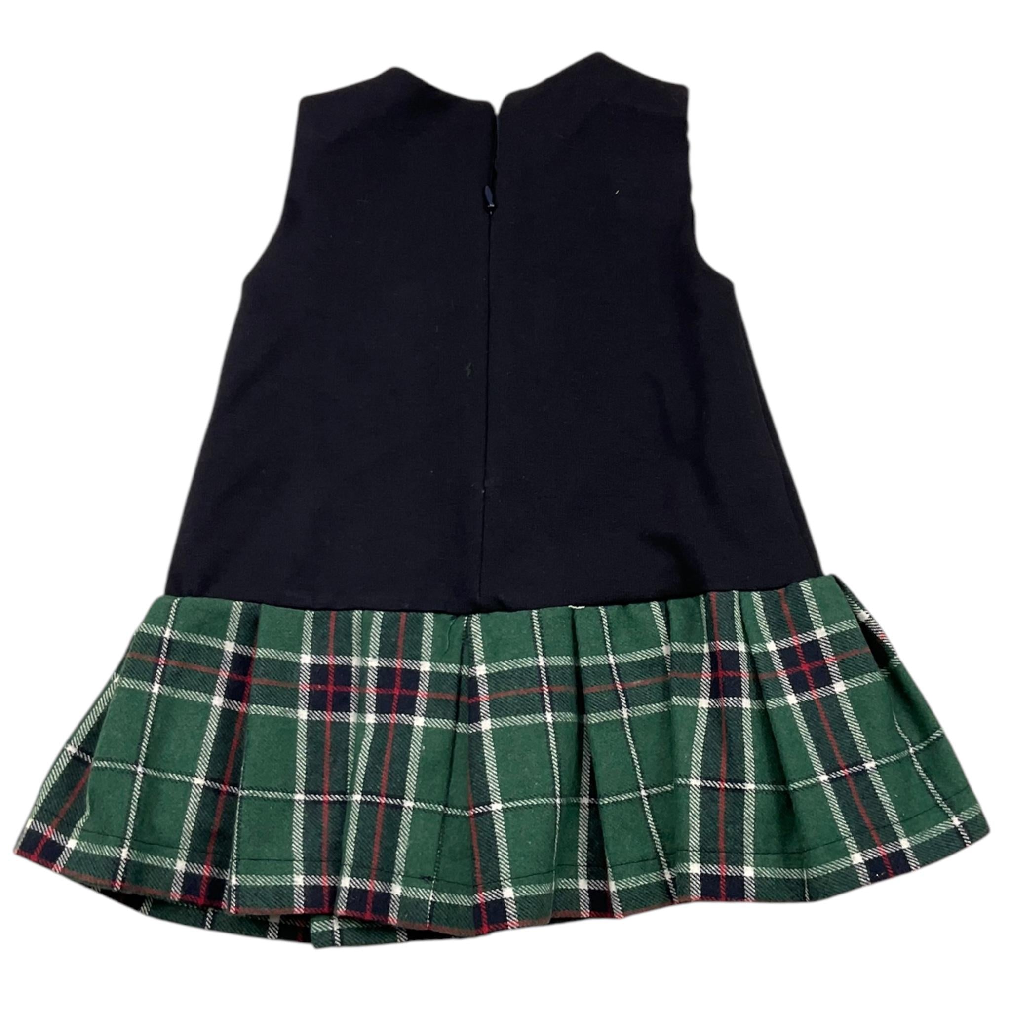 LE BEBE' abito giromanica tinta unita cn gonna scozzese Blu per Neonata LBG6116 BLU LE BEBE'