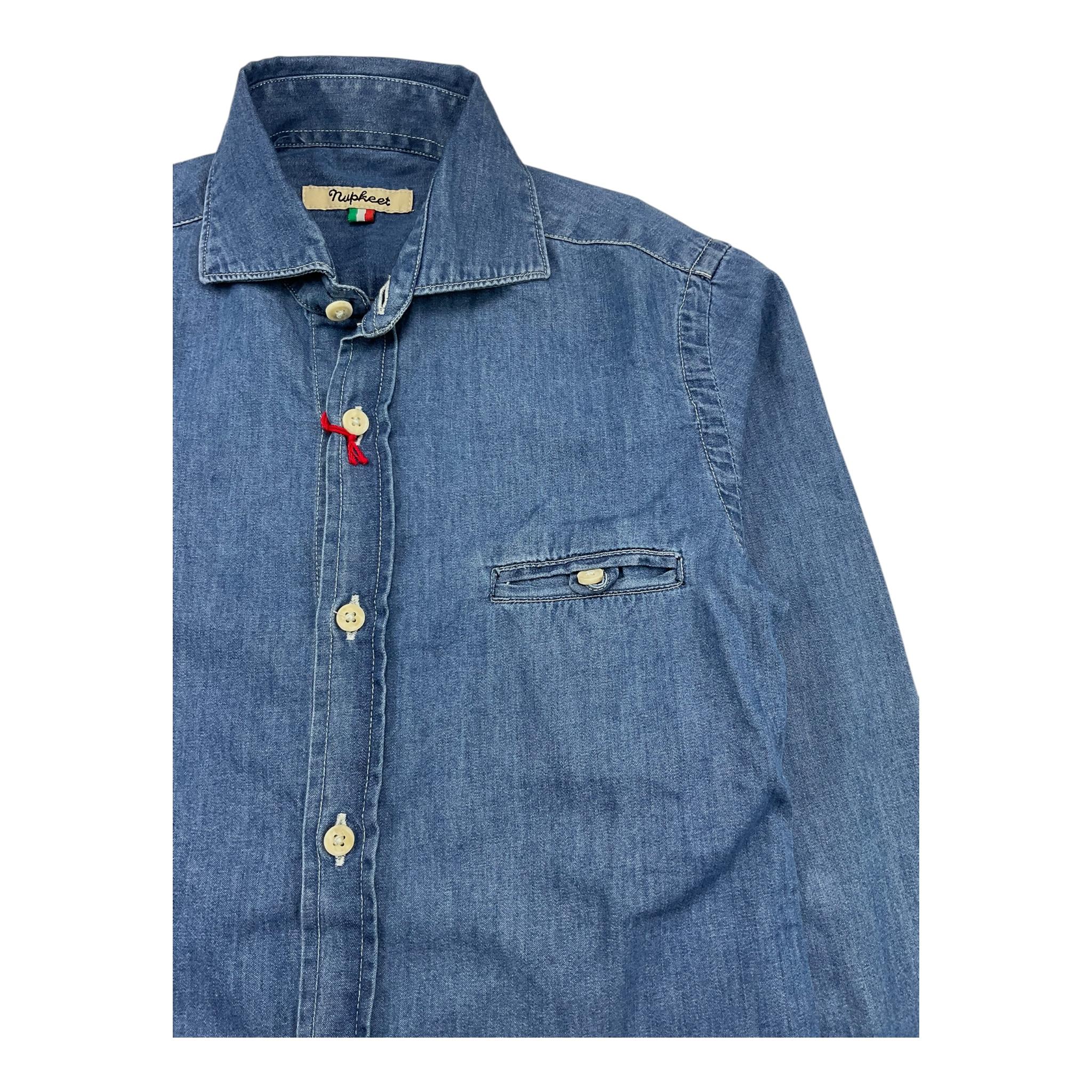 NUPKEET camicia manica lunga tinta unita Blu per Bambino 21NK069 BLU NUPKEET