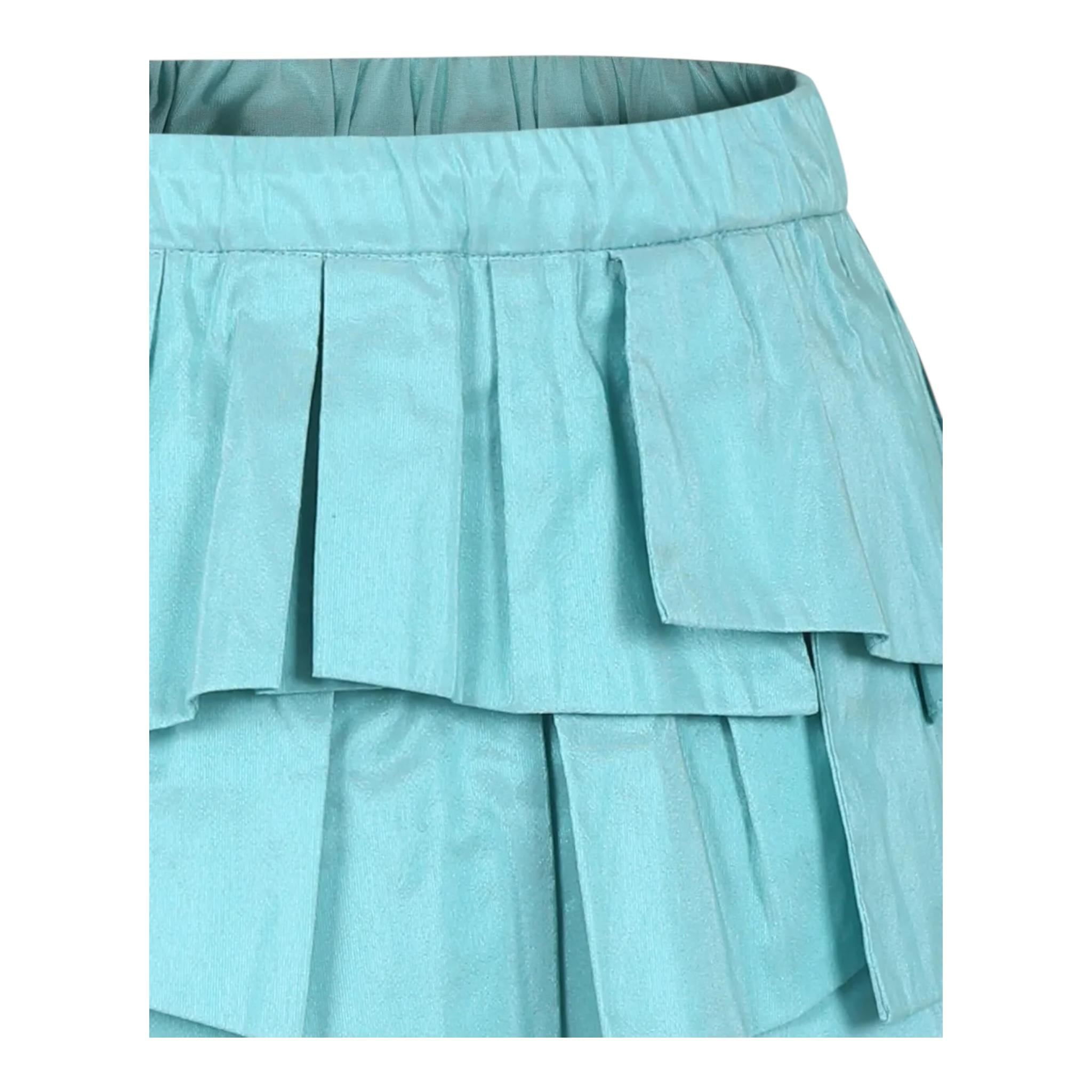 DOU DOU gonna tinta unita con balze ed elastico in vita Azzurro per Bambina DV7A91X AZZURRO DOU DOU