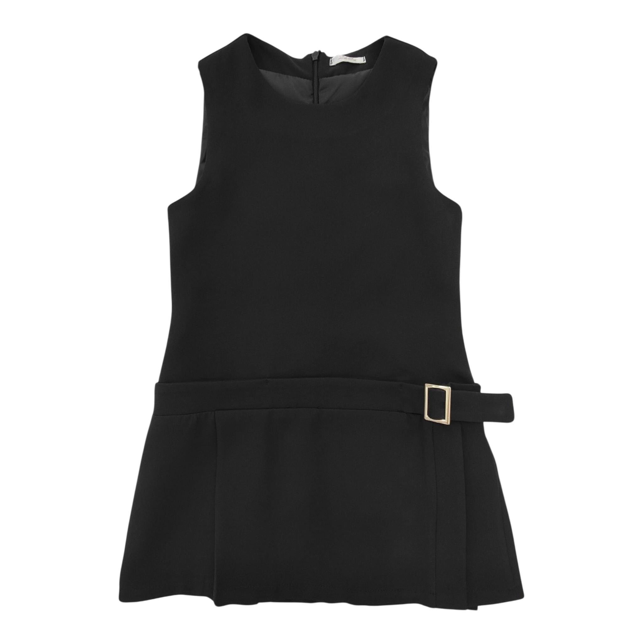 LU LU BY MISS GRANT abito giromanica tinta unita Nero per Bambina LL3058 NERO LU LU BY MISS GRANT