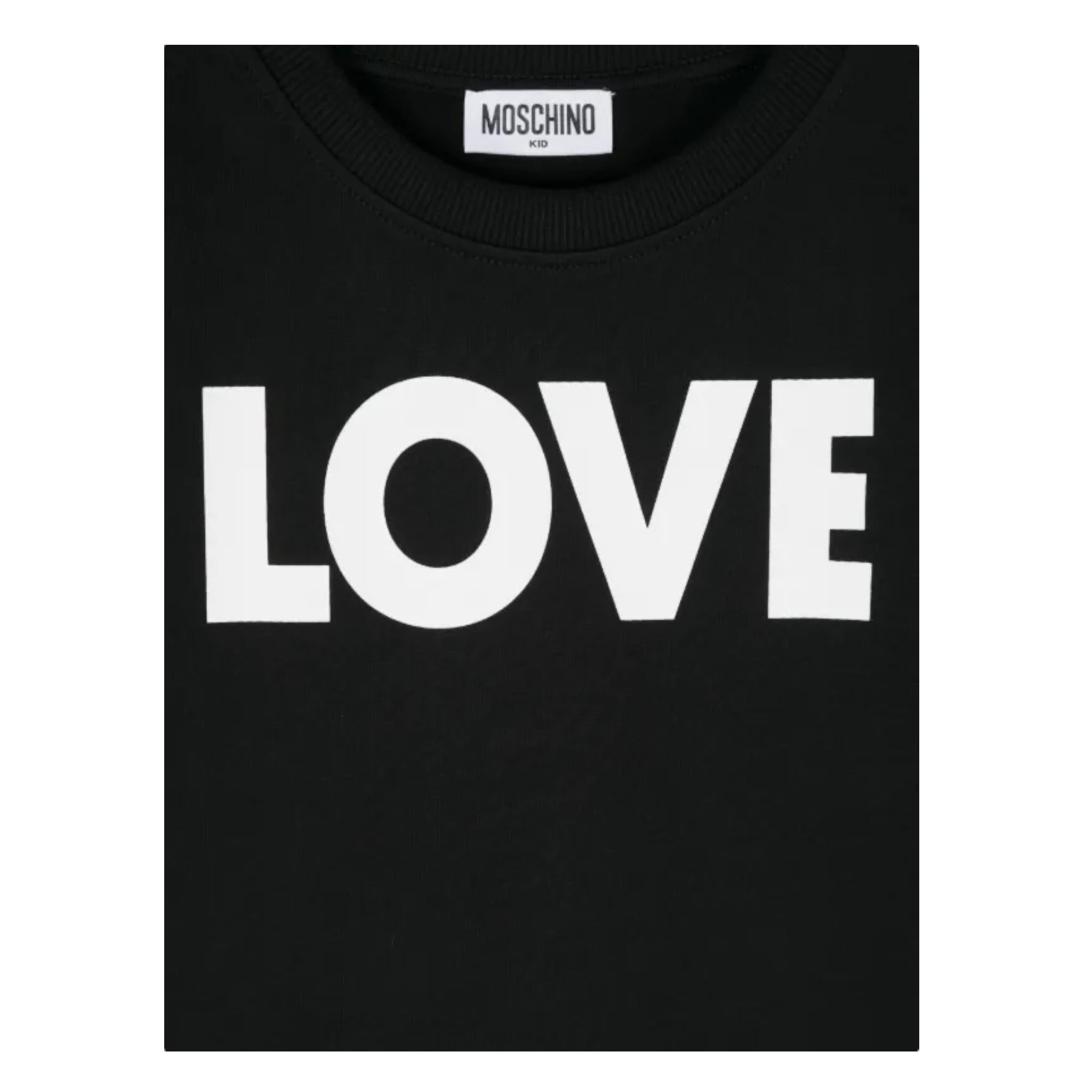 MOSCHINO t-shirt girocollo tinta unita con stampa Nero per Bambina HDM06HXX NERO MOSCHINO