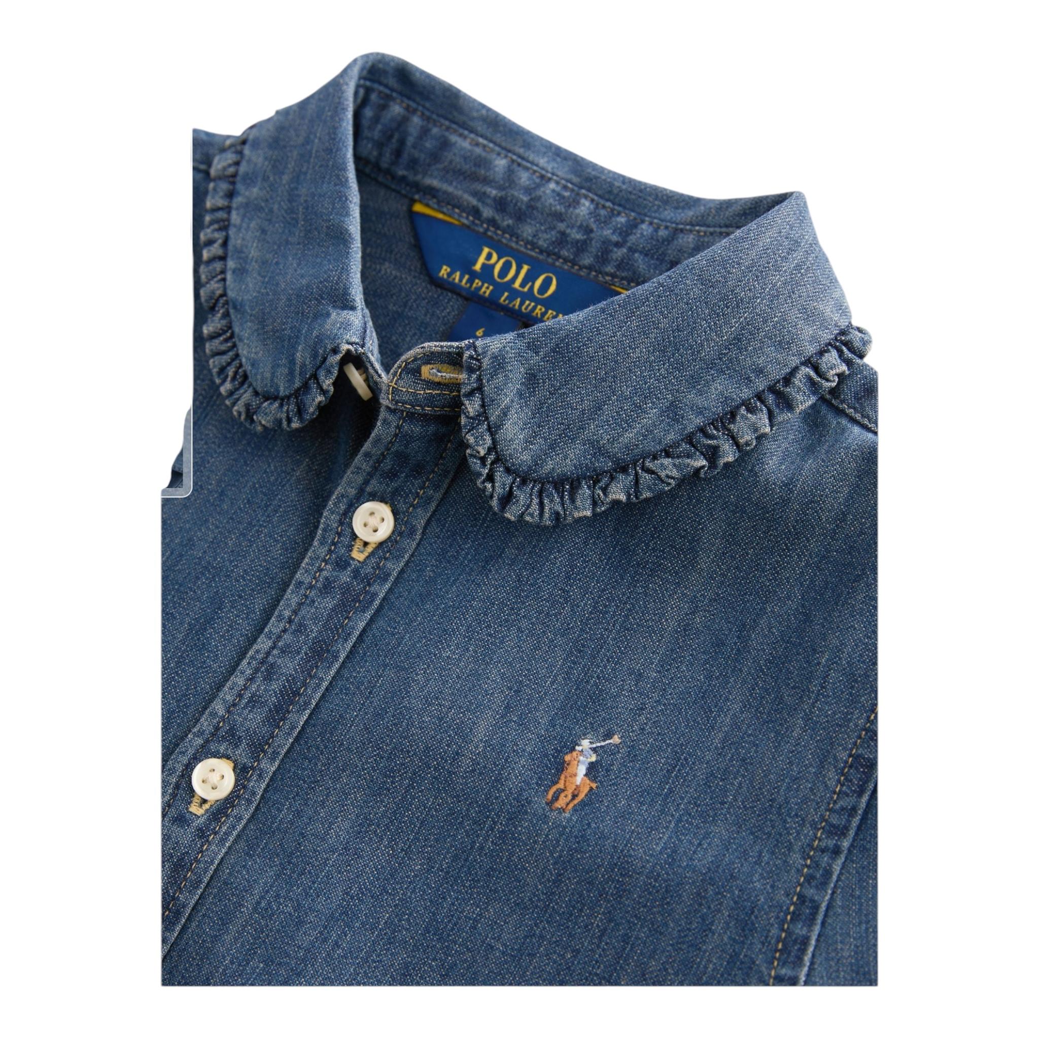 RALPH LAUREN camicia manica lunga in denim tinta unita Blu per Bambina 312698854001 BLU RALPH LAUREN