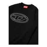 DIESEL felpa chiusa girocollo tinta unita con stampa Nero per Bambino J01787XXX NERO DIESEL
