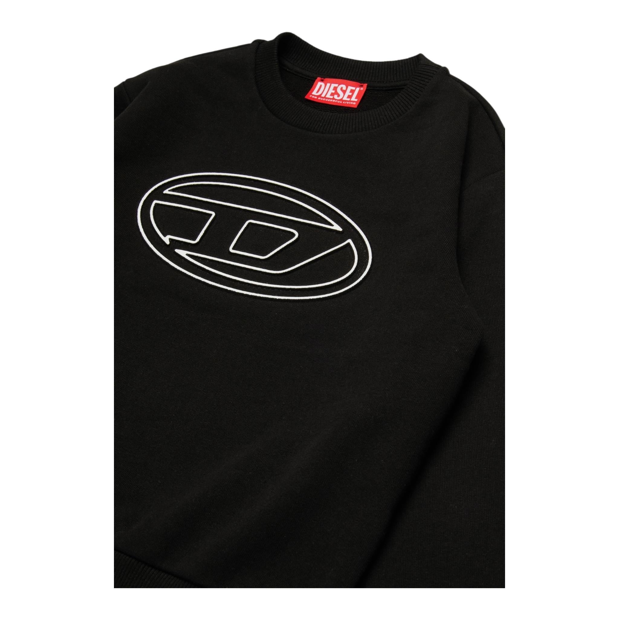DIESEL felpa chiusa girocollo tinta unita con stampa Nero per Bambino J01787XXX NERO DIESEL