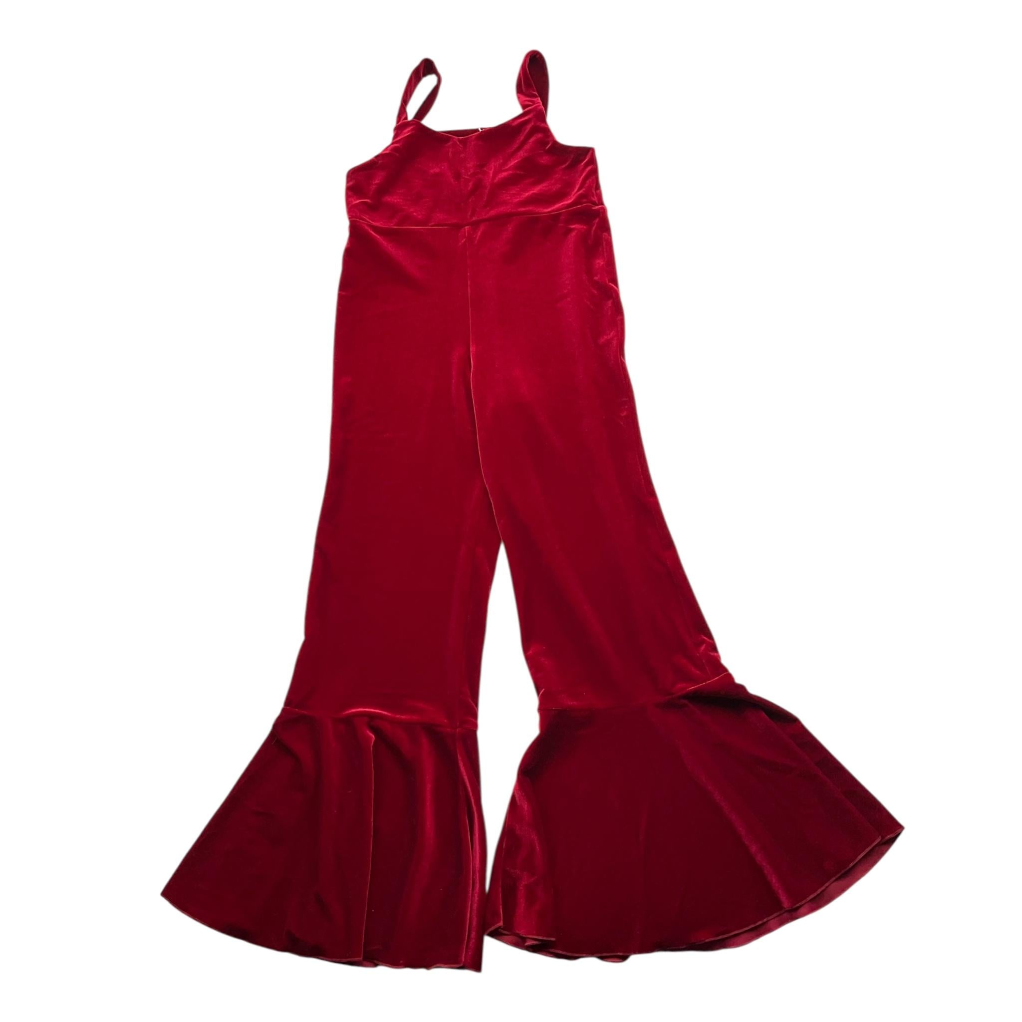 LA STUPENDERIA tuta intera giromanica tinta unita in velluto Rosso per Bambina TJTT72 ROSSO LA STUPENDERIA