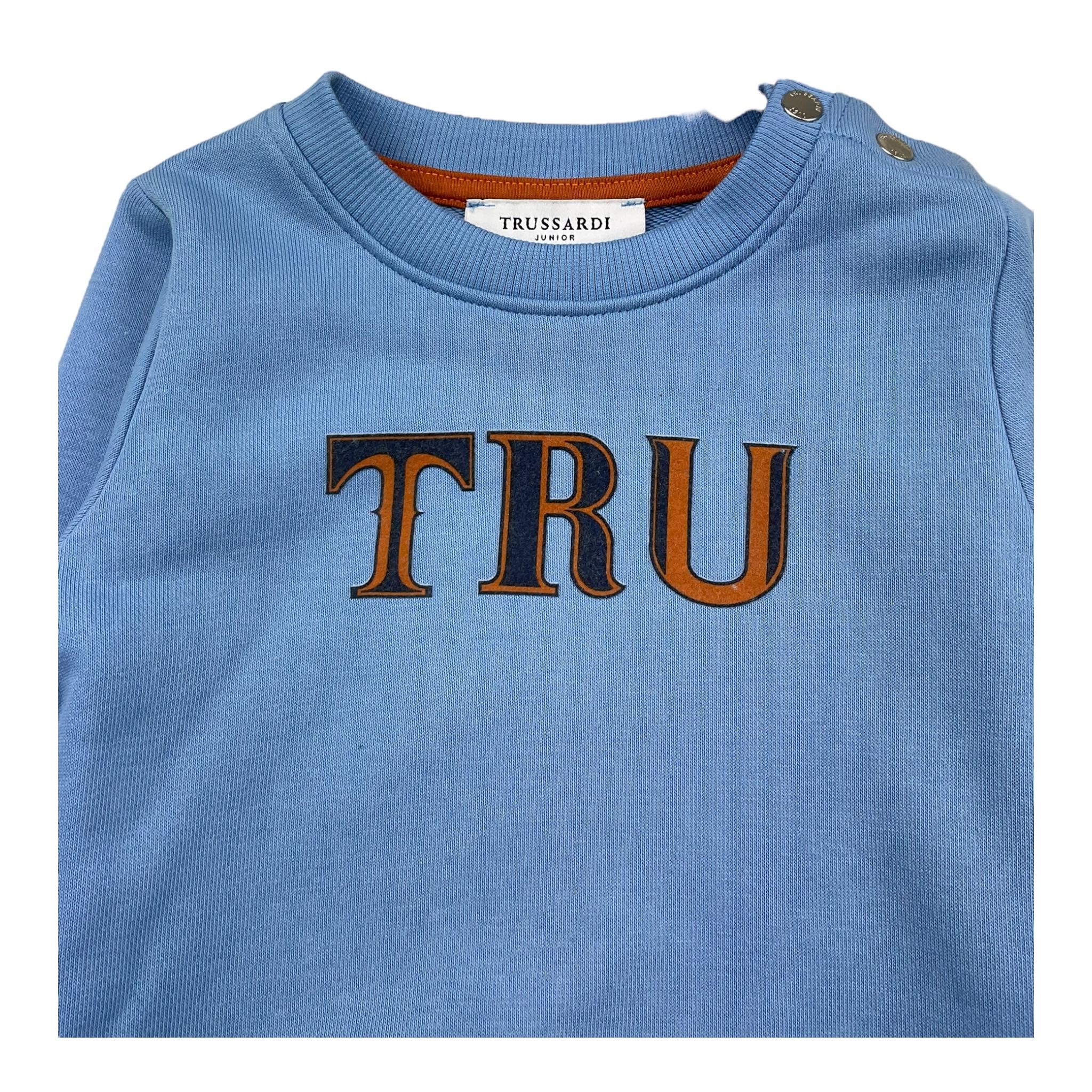 TRUSSARDI felpa chiusa girocollo tinta unita con stampa Azzurro per Neonato TIA25092FE AZZURRO TRUSSARDI
