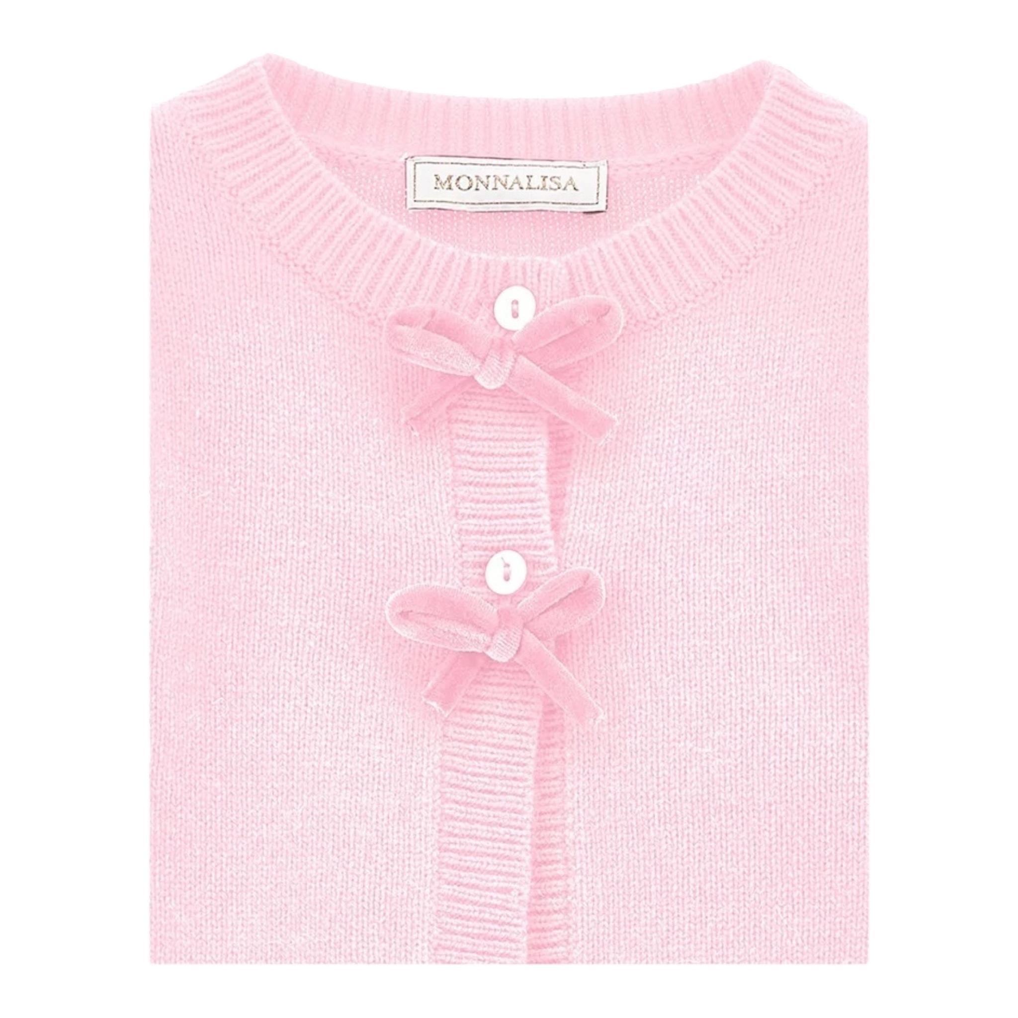 MONNALISA cardigan tinta unita con fiocchi Rosa per Bambina 39D803J ROSA MONNALISA