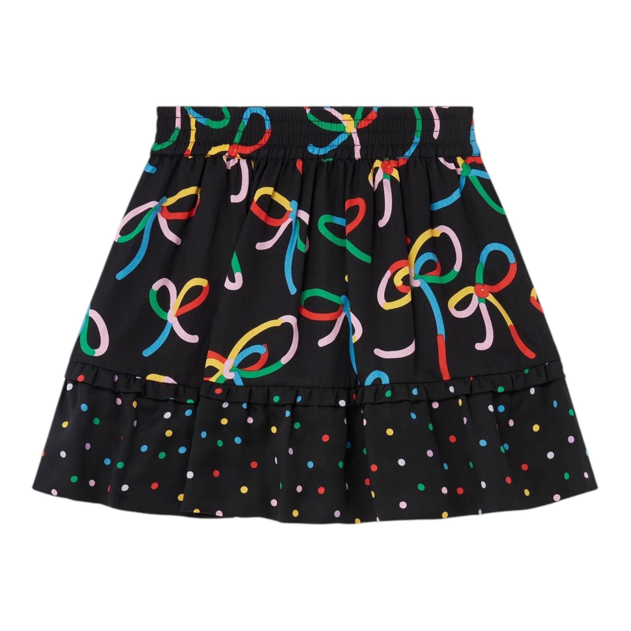 STELLA McCARTNEY gonna tinta unita con stampa fantasia Nero per Bambina TV7B91 NERO STELLA McCARTNEY