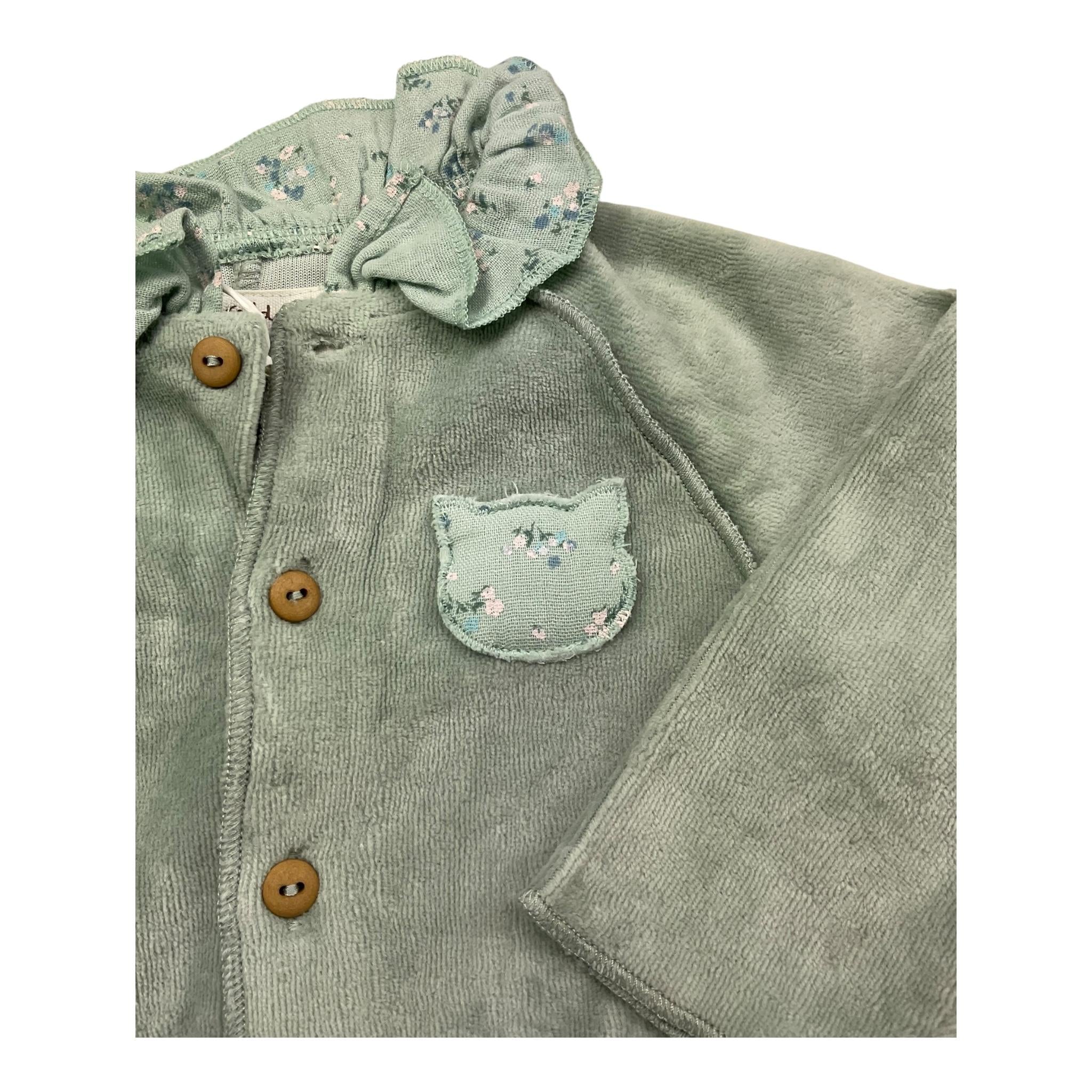 TEDDY E MINOU tutina tinta unita con colletto fantasia fiori Verde per Neonata I24TU040M0137 VERDE TEDDY E MINOU