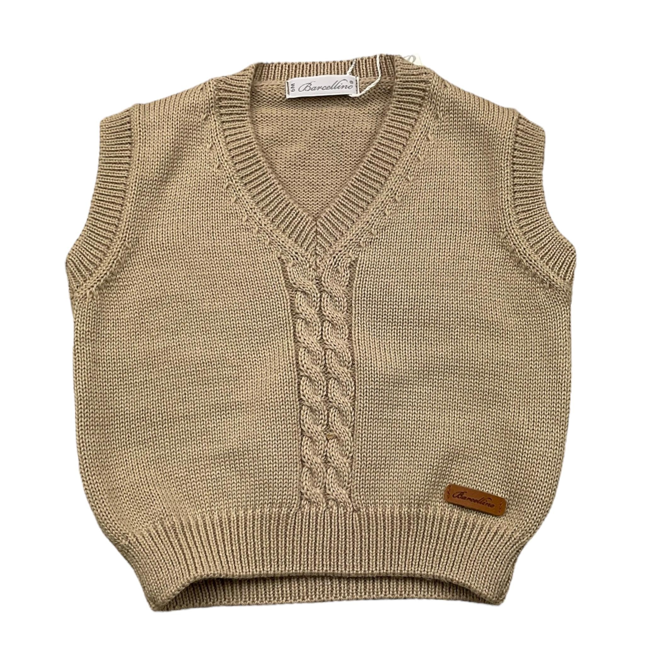 BARCELLINO gilet tinta unita con ricami Beige per Neonato 106518 BEIGE BARCELLINO