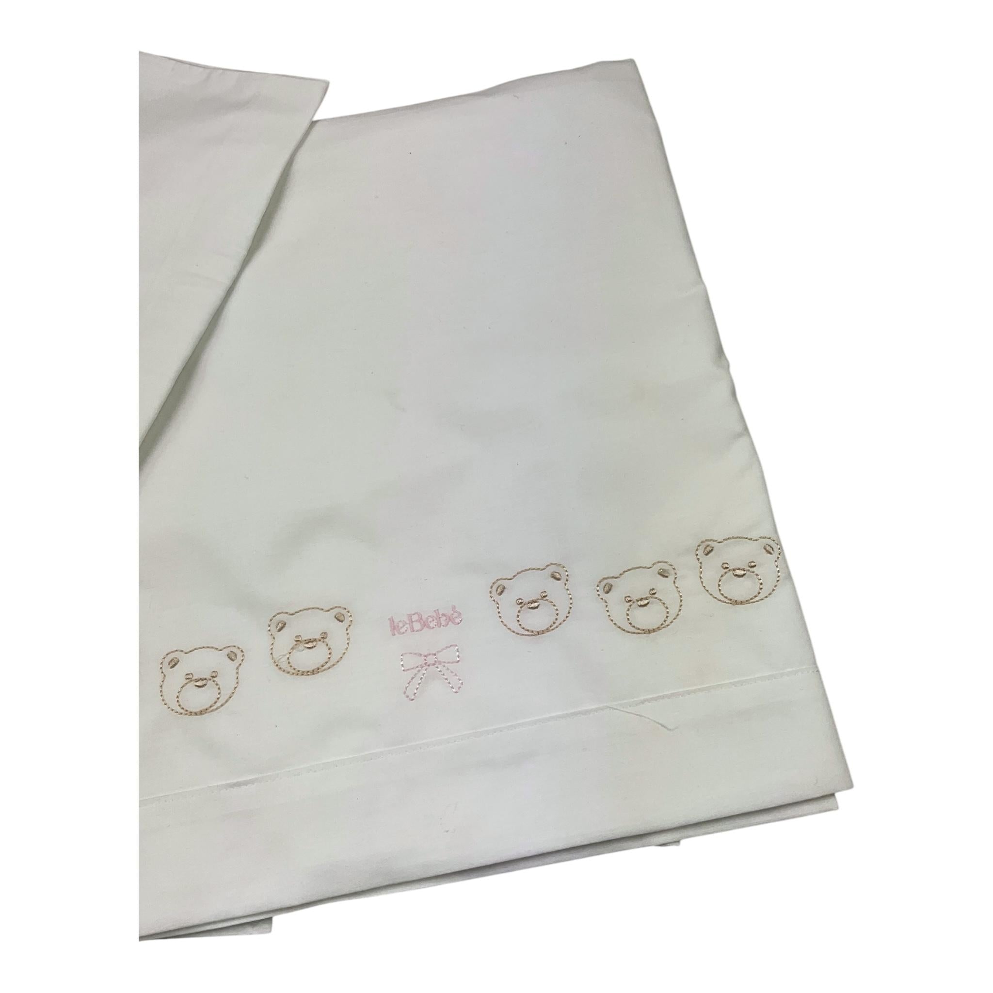 LE BEBE' set lenzuola 3 pezzi tinta unita con ricami Bianco per Neonata LBG5485 BIANCO LE BEBE'