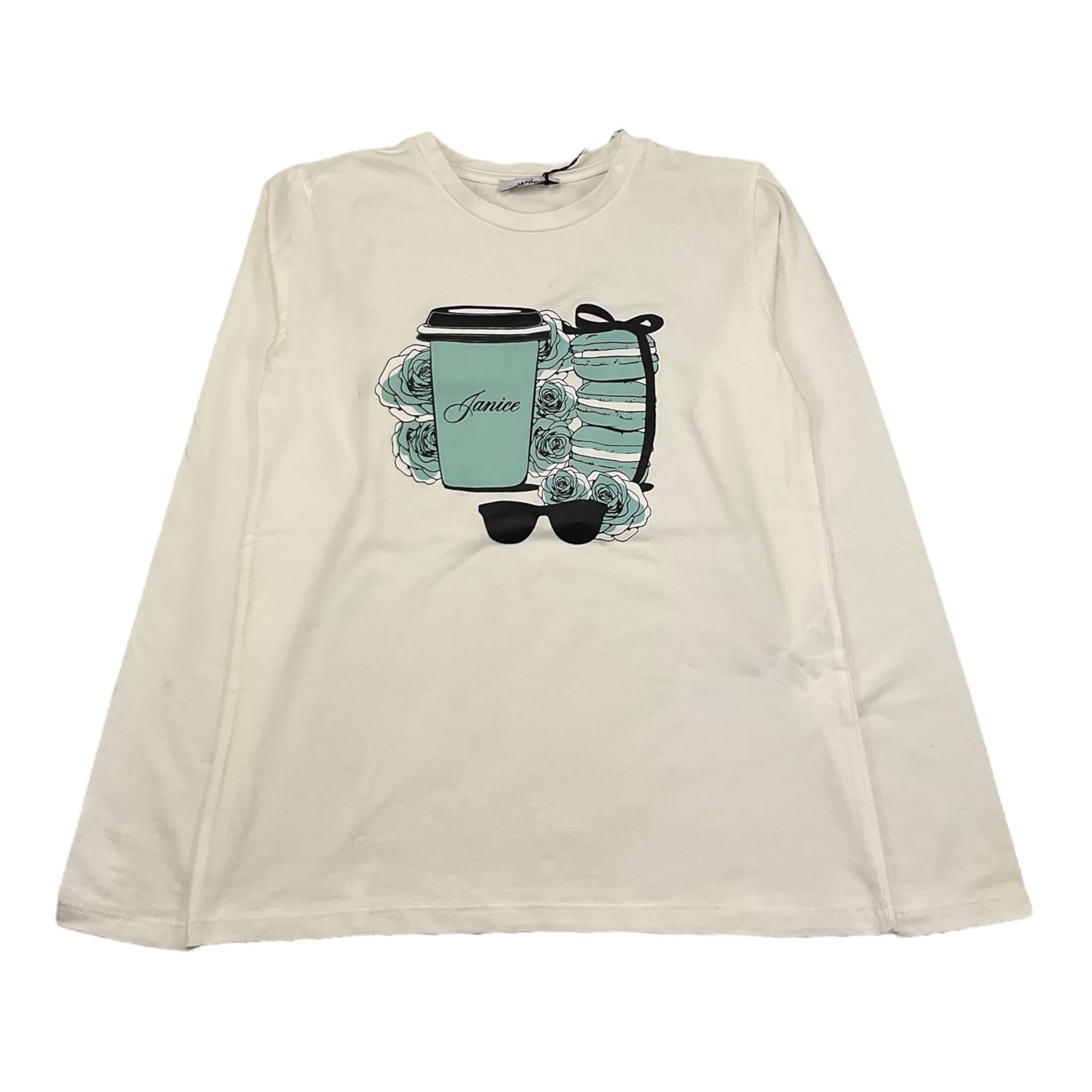 JANICE shirt girocollo tinta unita con stampa in contrasto Panna per Bambina JN554R PANNA JANICE