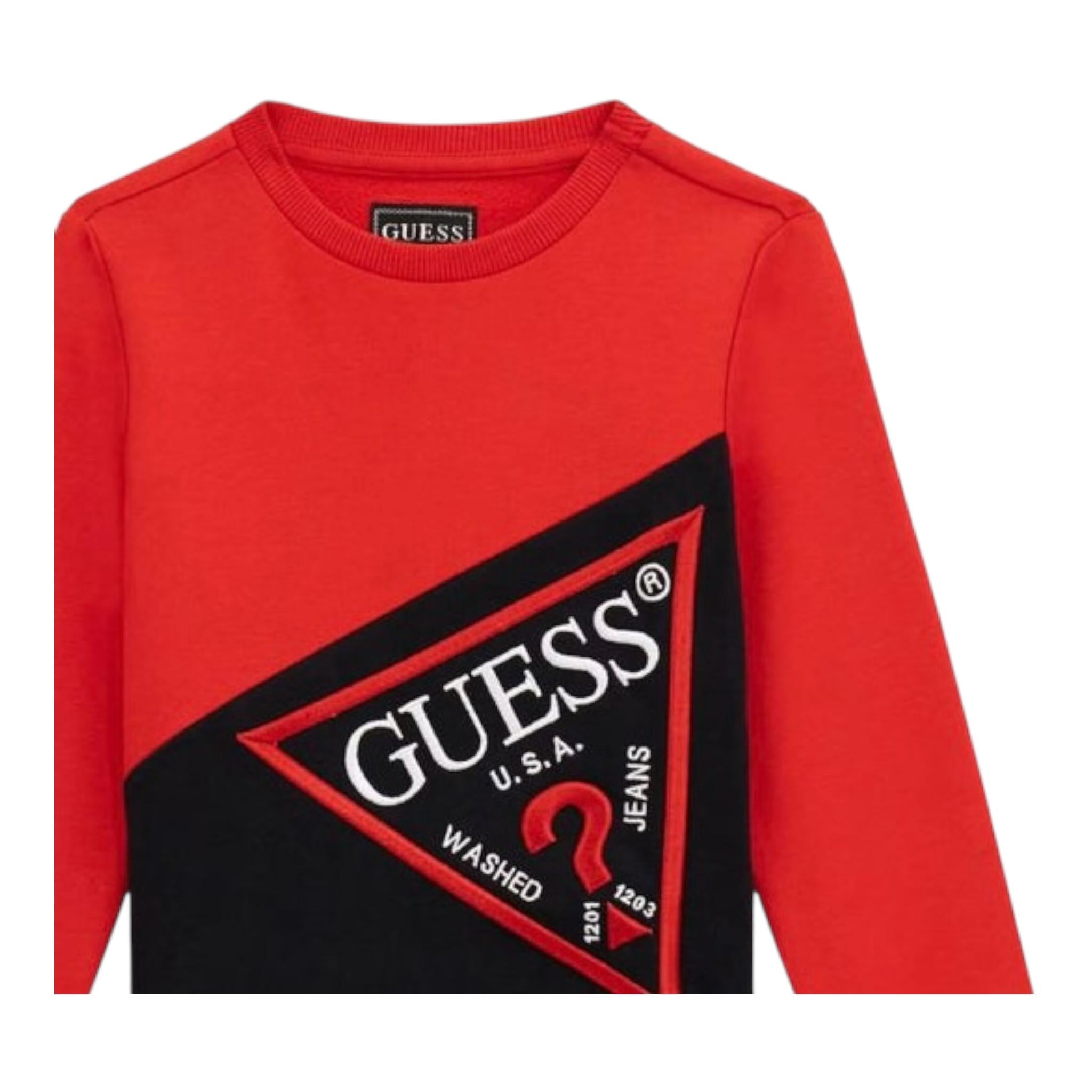 GUESS felpa girocollo tinta unita con stampa Rosso per Bambino N4YQ04KA6R4 ROSSO GUESS
