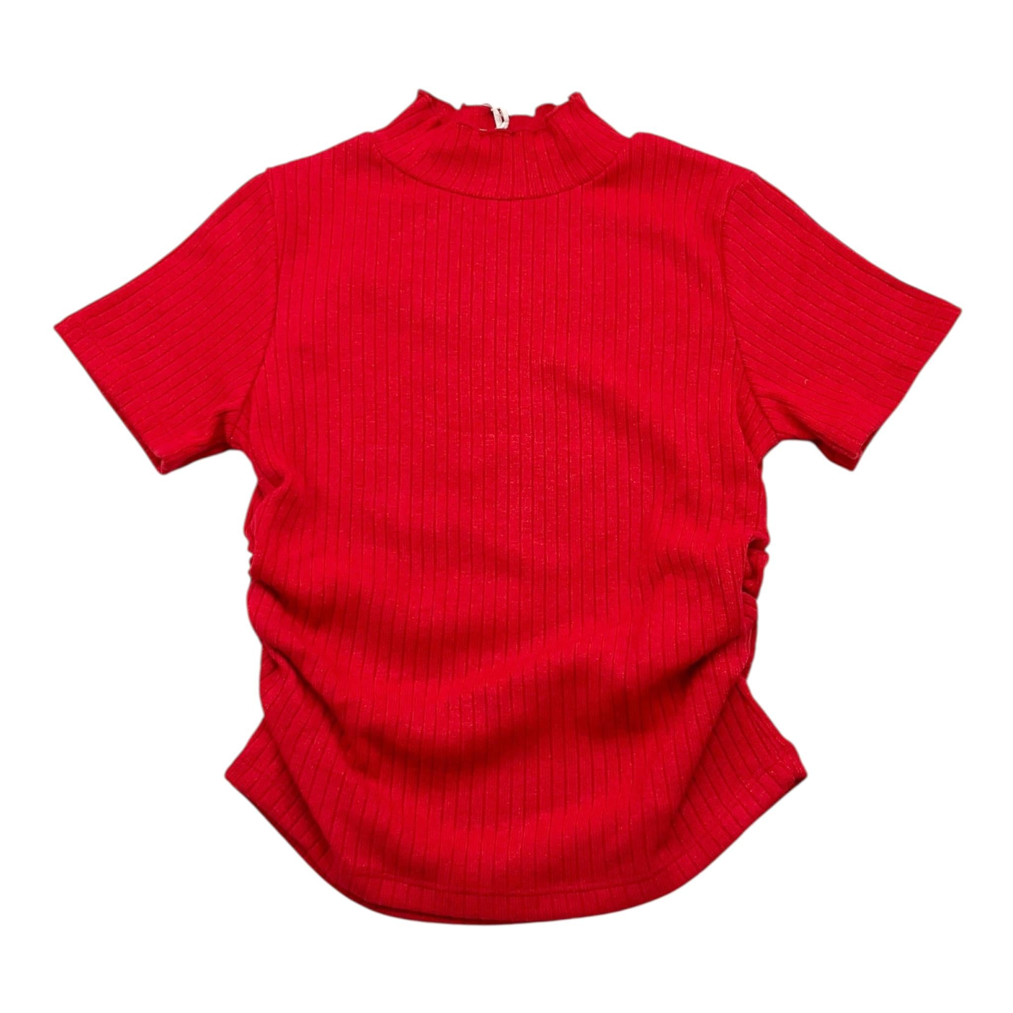 LU LU BY MISS GRANT t-shirt in maglia mezzo collo tinta unita Rosso per Bambina LL30299 ROSSO LU LU BY MISS GRANT