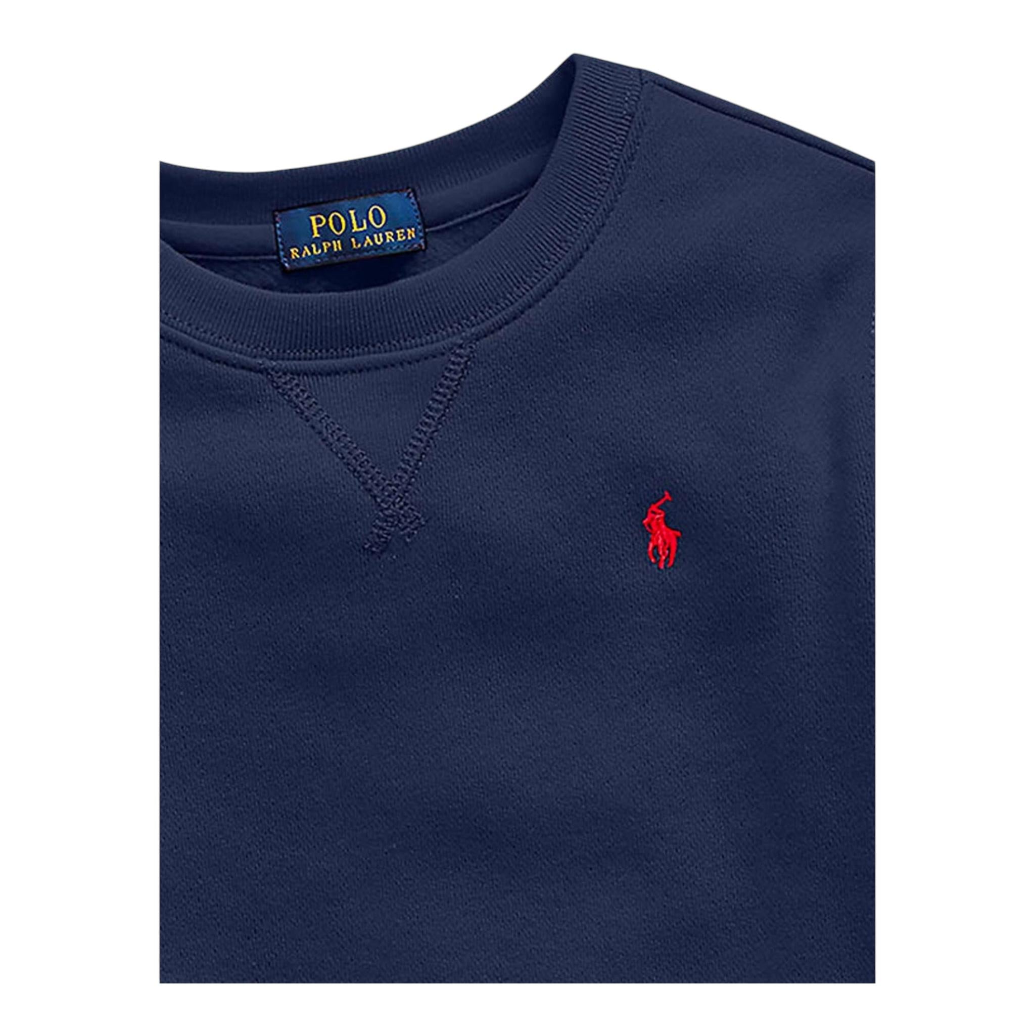 RALPH LAUREN felpa chiusa girocollo tinta unita con logo Blu per Bambino 323772102002 BLU RALPH LAUREN