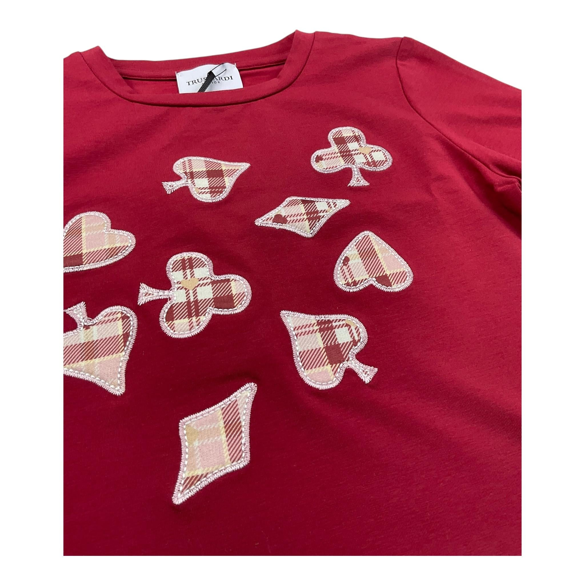 TRUSSARDI t-shirt girocollo tinta unita con stampa Bordeaux per Bambina TGA25122TS BORDEAUX TRUSSARDI