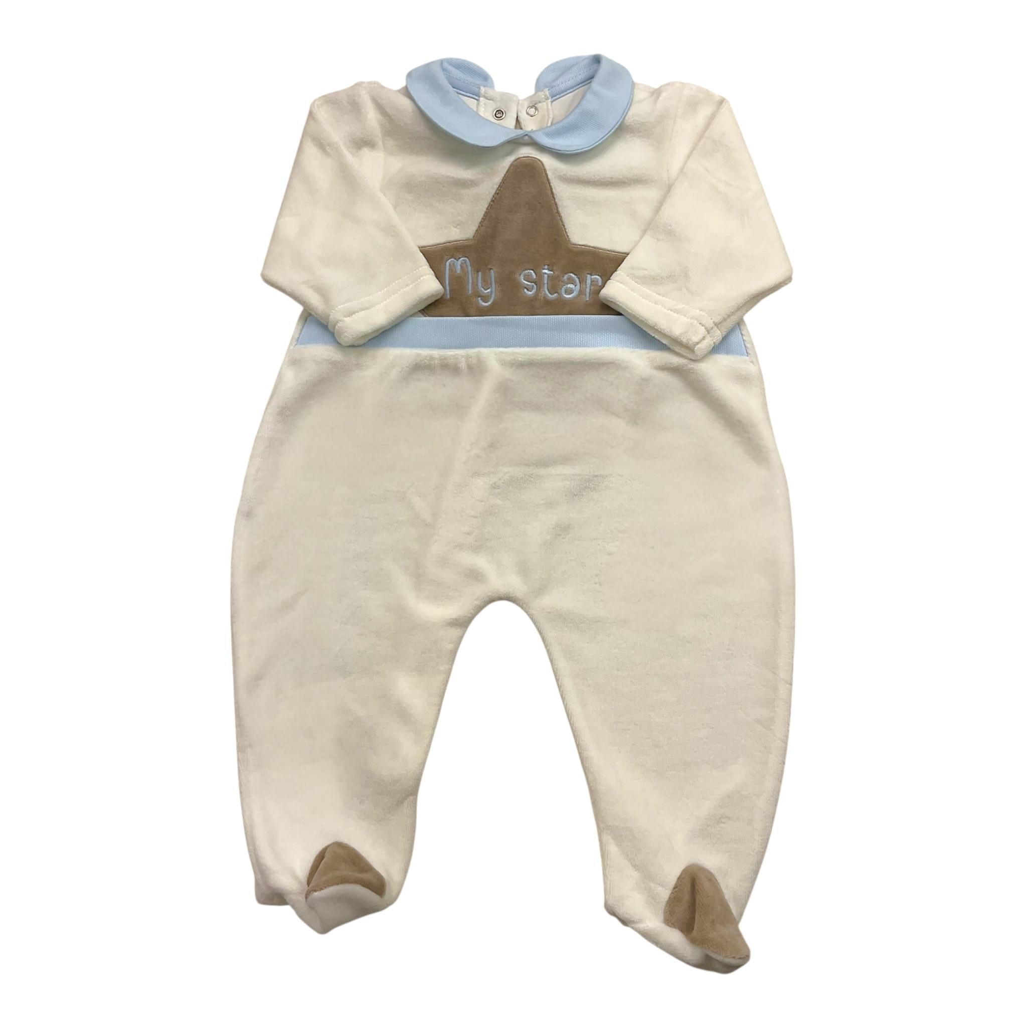 LA STUPENDERIA tutina tinta unita con stampa e colletto Bianco per Neonato TBTT53 BIANCO LA STUPENDERIA