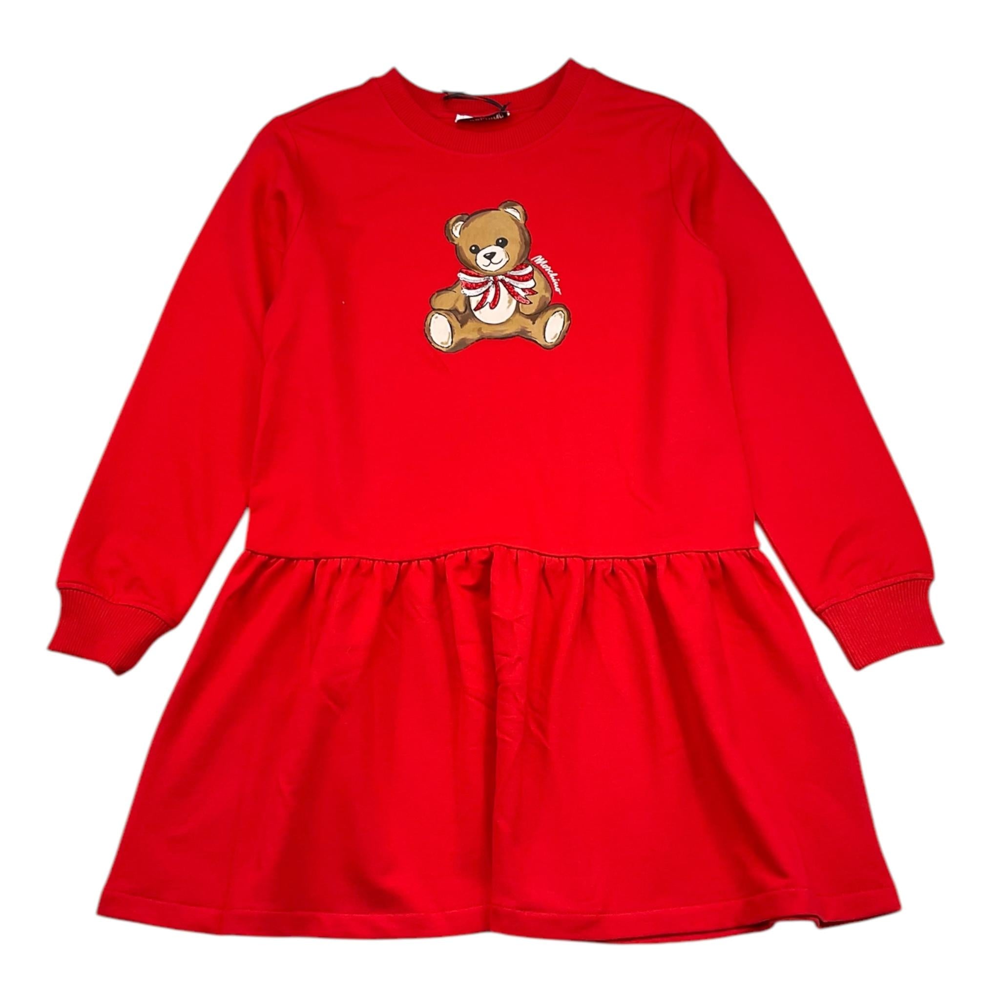 MOSCHINO abito girocollo tinta unita con stampa Rosso per Bambina HDV0H7 ROSSO MOSCHINO