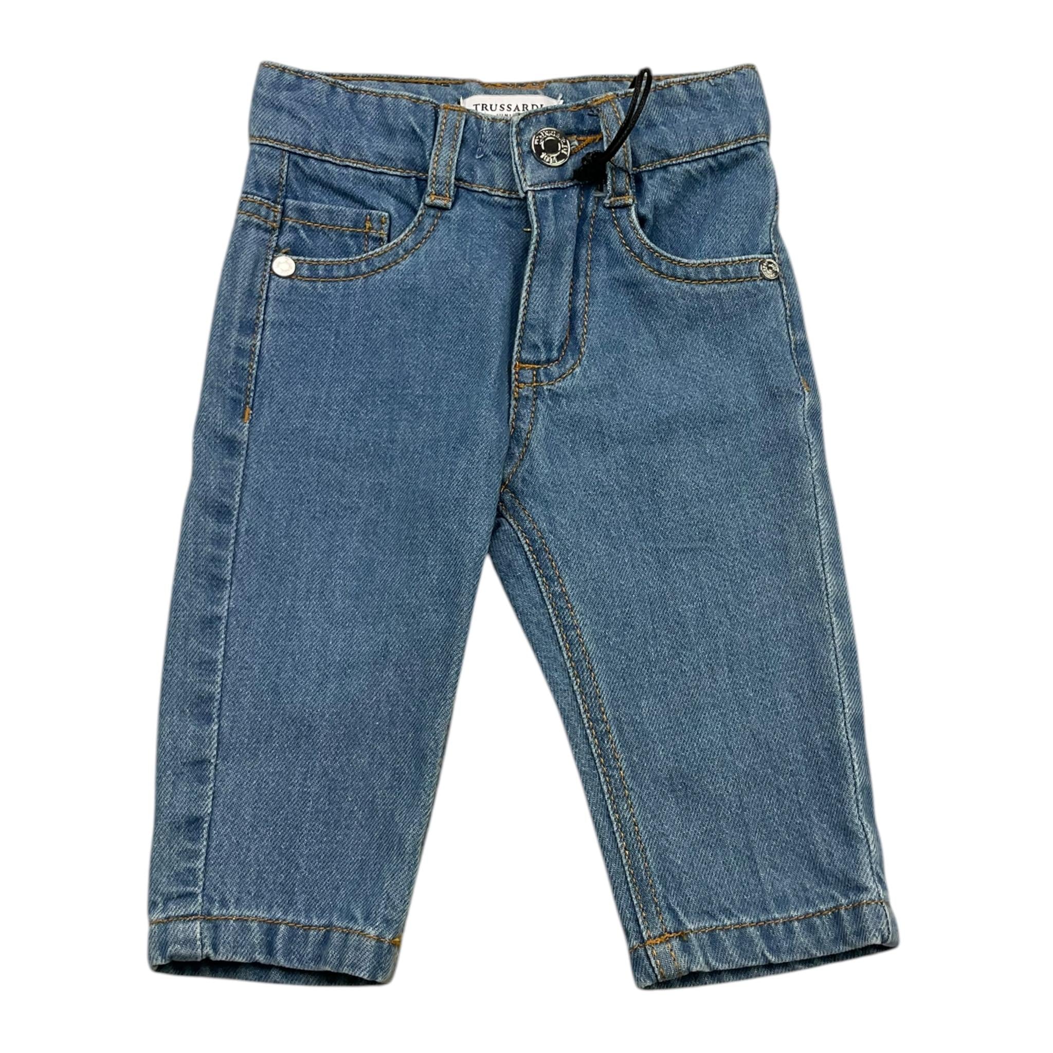 TRUSSARDI jeans tinta unita con girovita regolabile Azzurro per Neonato TIA25036JE AZZURRO TRUSSARDI