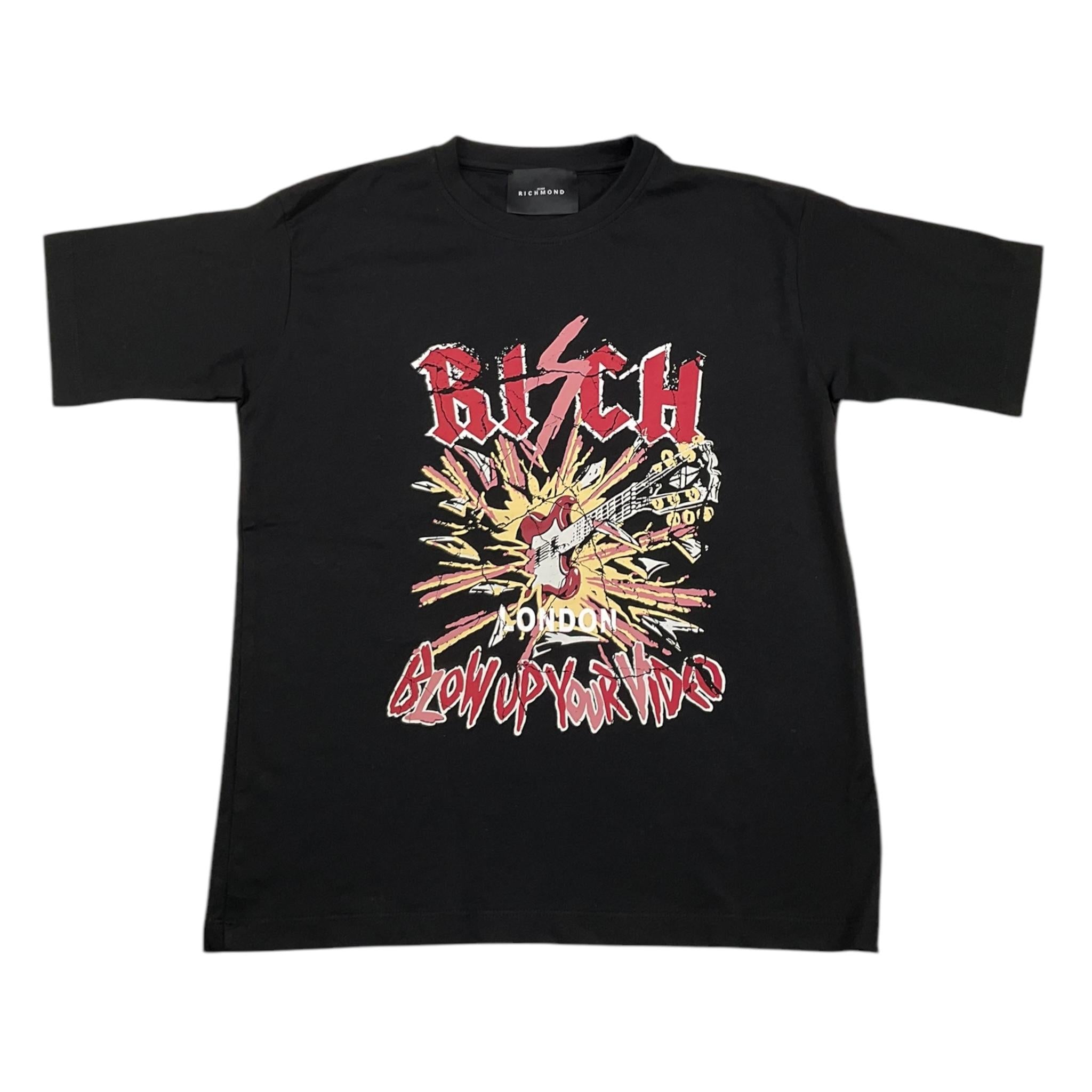 JOHN RICHMOND t-shirt girocollo tinta unita con stampa in contrasto Nero per Bambino RGA25063TS NERO JOHN RICHMOND