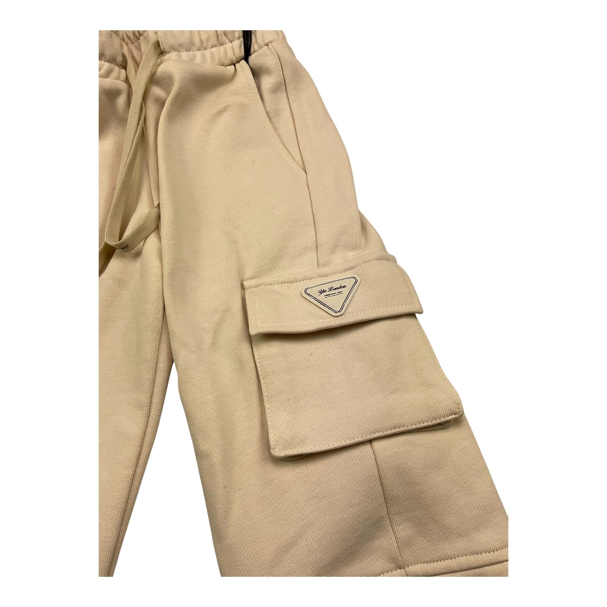 YES LONDON pantalone tuta tinta unita con tasconi Panna per Bambino JR0346 PANNA YES LONDON