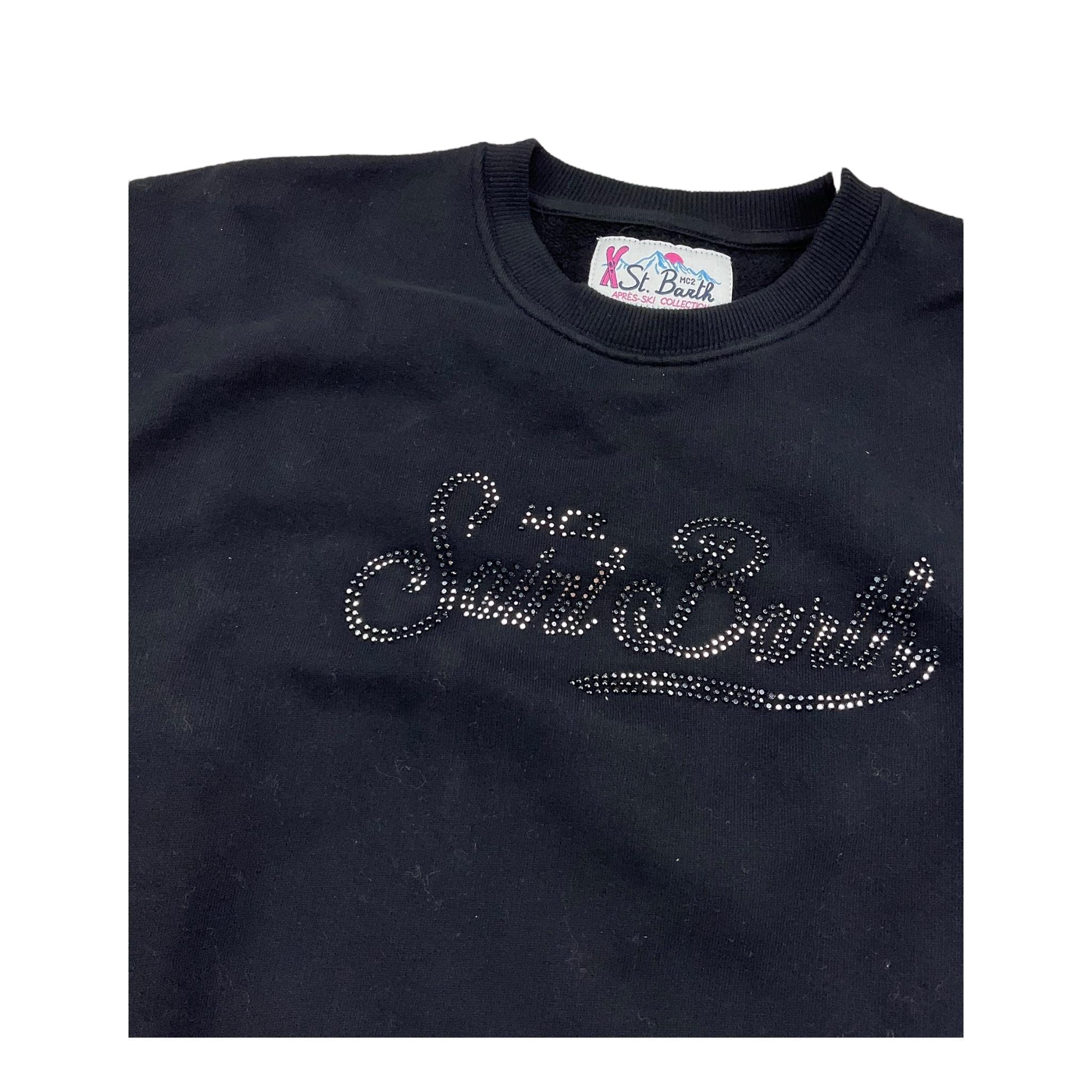 SAINT BARTH felpa girocollo tinta unita con stampa Nero per Bambina BRN0002023 NERO SAINT BARTH
