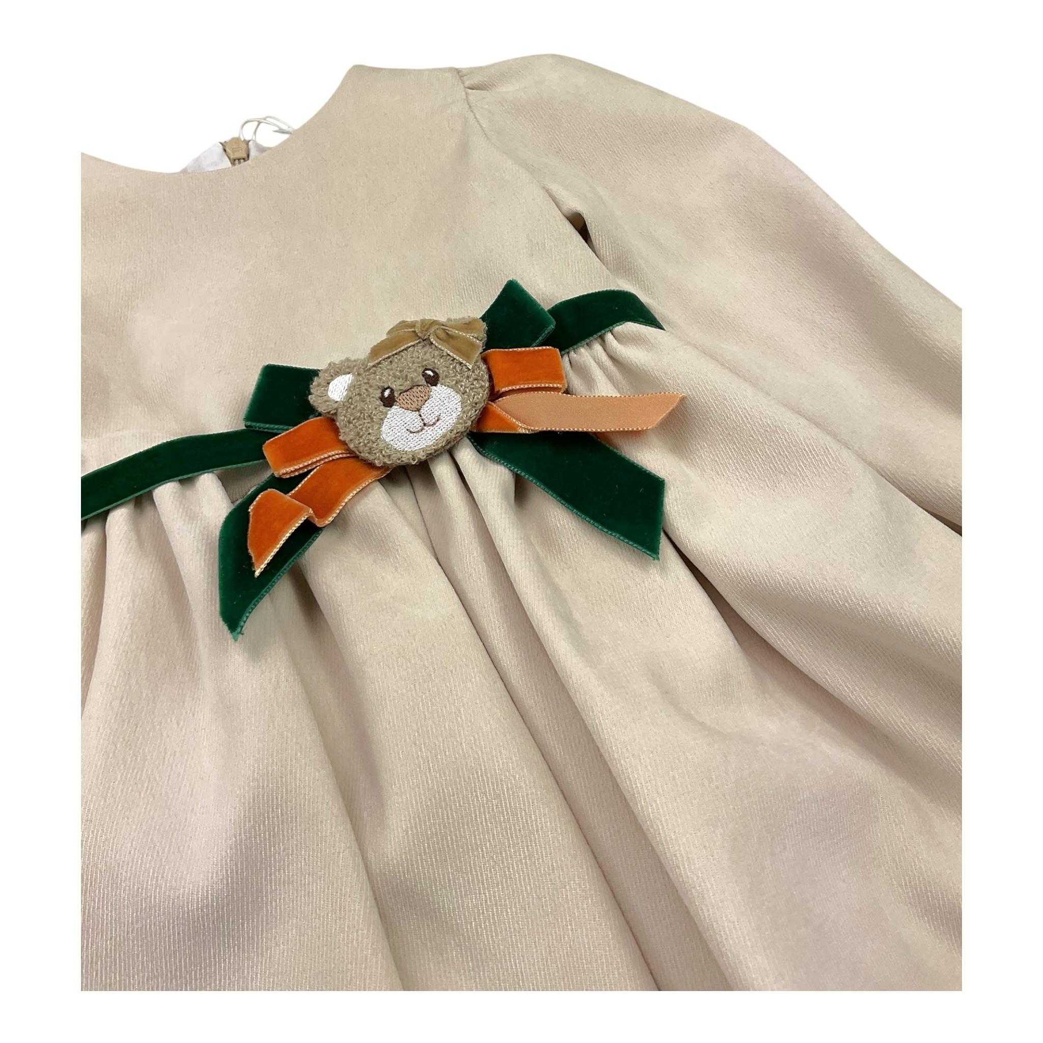 AMBARABA' abito tinta unita con fantasia a righe Beige per Bambina FF38037 BEIGE AMBARABA'